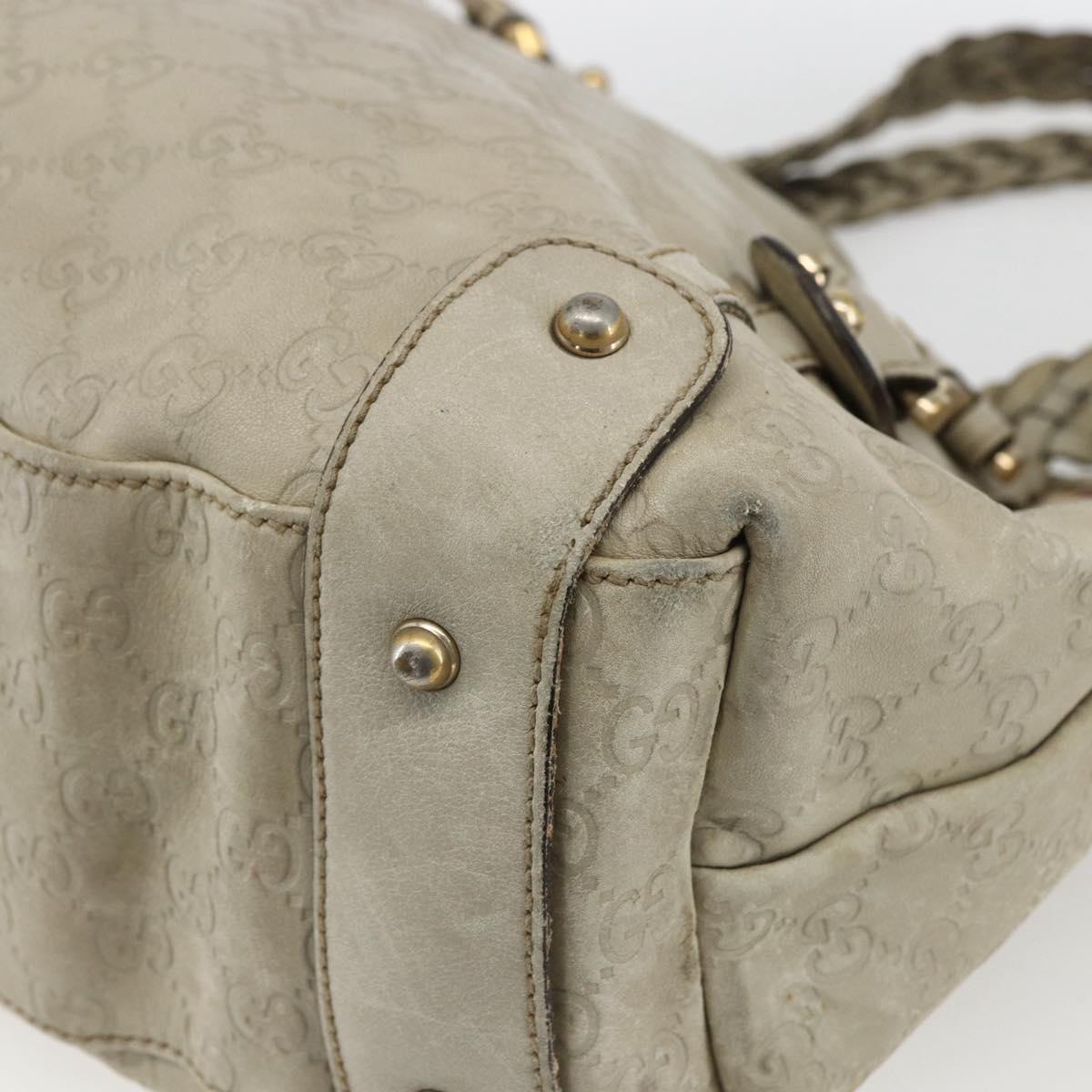 GUCCI GG Canvas Guccissima Horsebit Bag Leather Ivory Gold 137621 Auth 169728