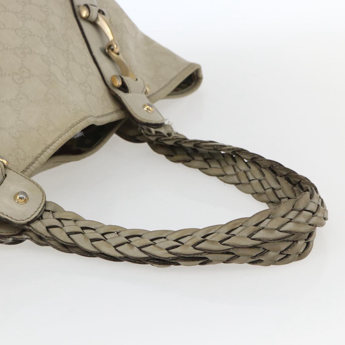 GUCCI GG Canvas Guccissima Horsebit Bag Leather Ivory Gold 137621 Auth 169728