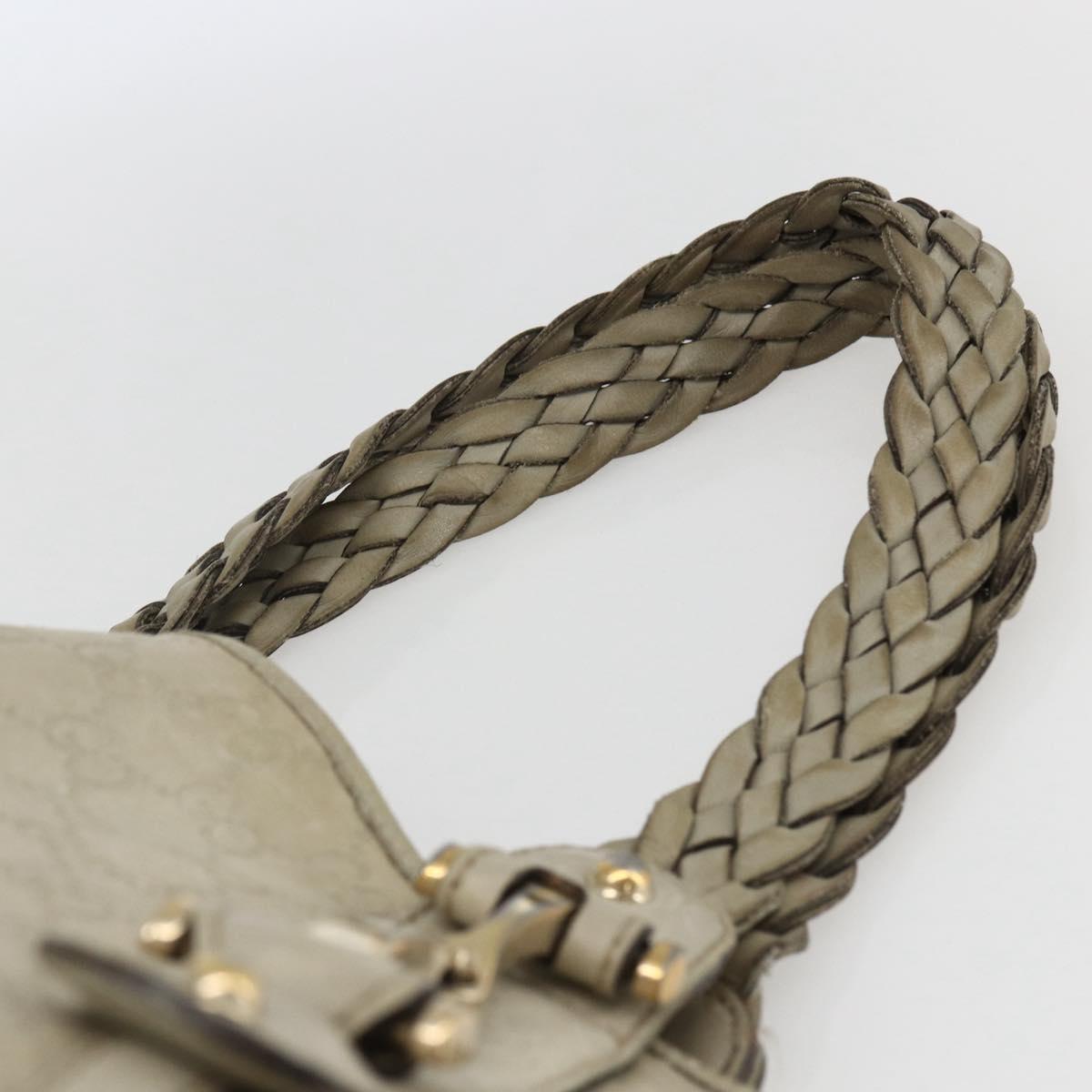 GUCCI GG Canvas Guccissima Horsebit Bag Leather Ivory Gold 137621 Auth 169728