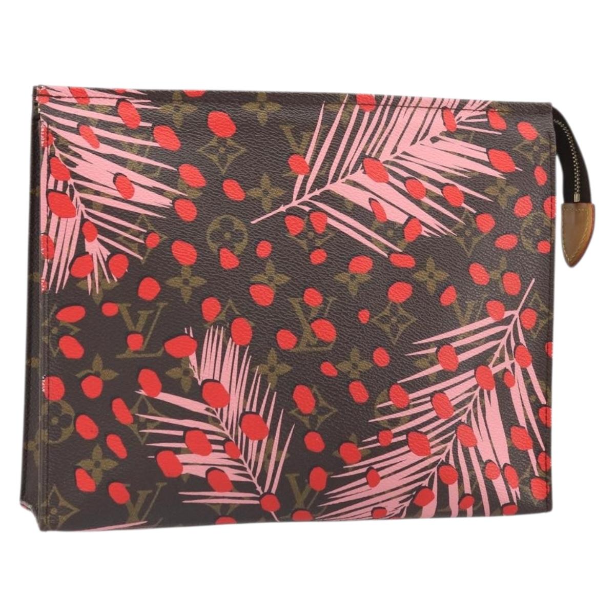 LOUIS VUITTON Monogram jungle Dot Poche Toilette 26 Pouch Red LV Auth 169734M