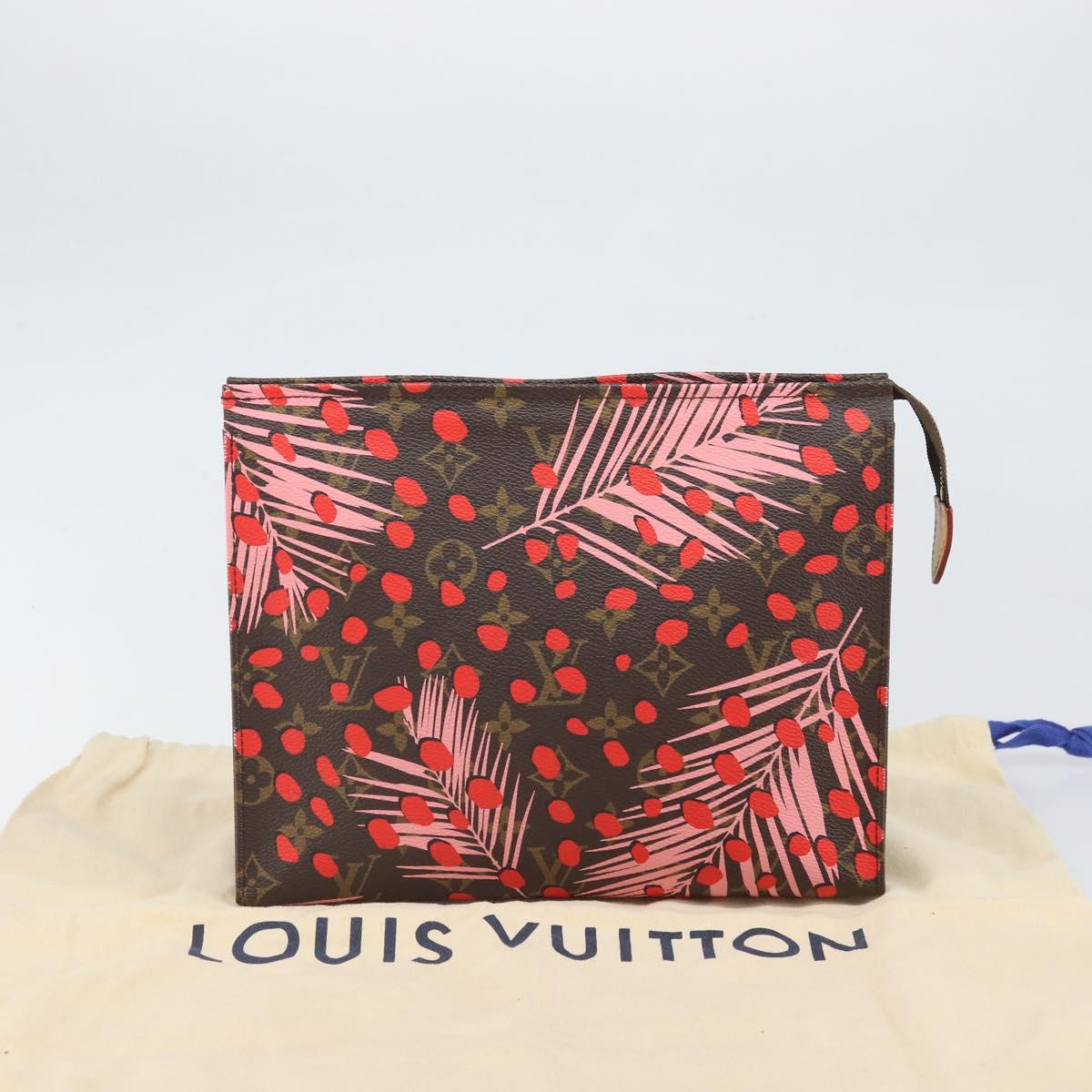 LOUIS VUITTON Monogram jungle Dot Poche Toilette 26 Pouch Red LV Auth 169734M