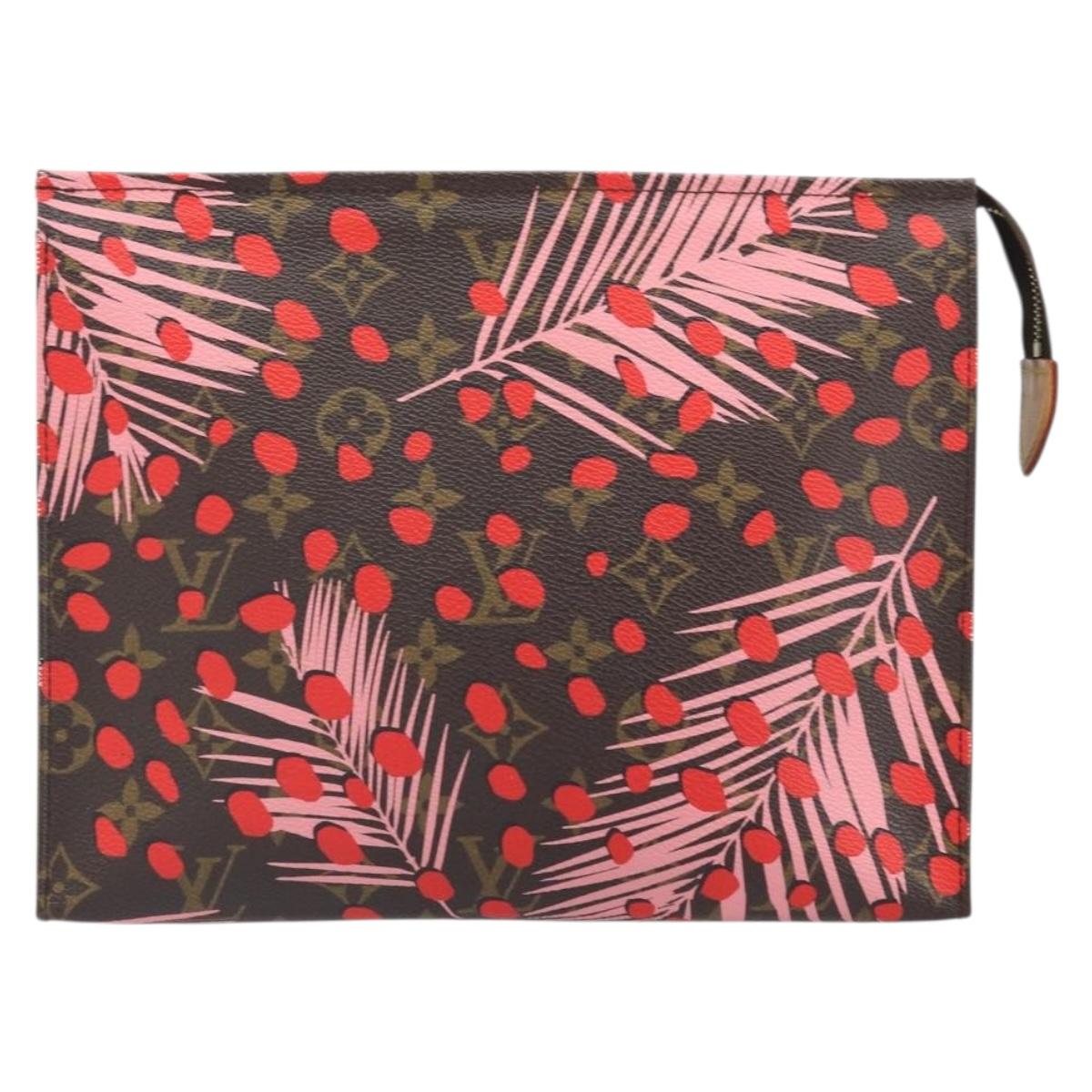 LOUIS VUITTON Monogram jungle Dot Poche Toilette 26 Pouch Red LV Auth 169734M