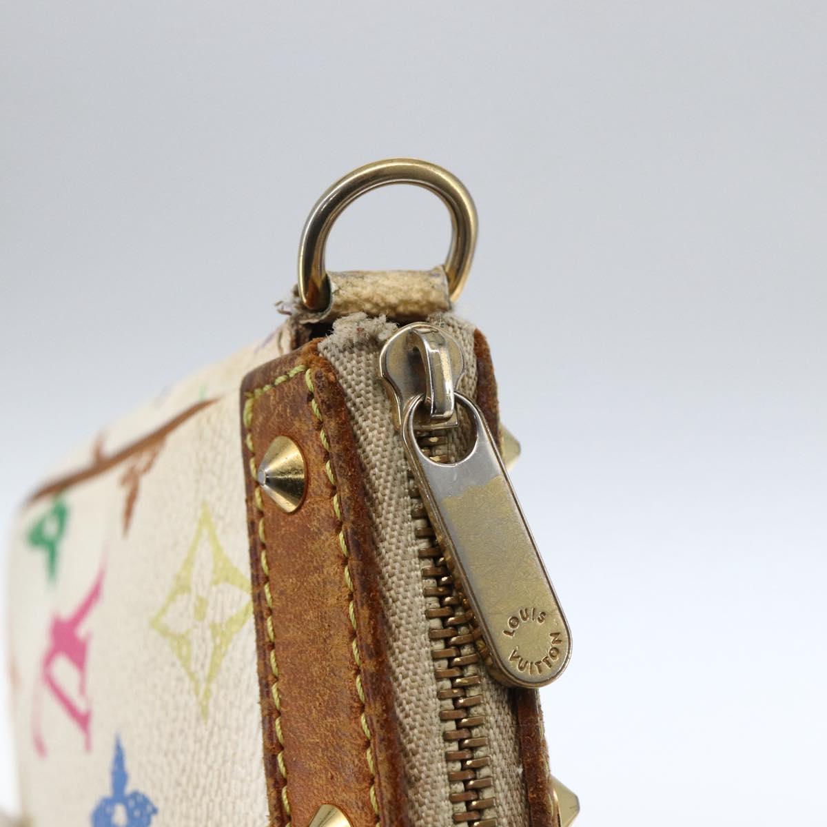 LOUIS VUITTON Multicolor Pochette Accessoires Pouch White M92649 Auth 169737