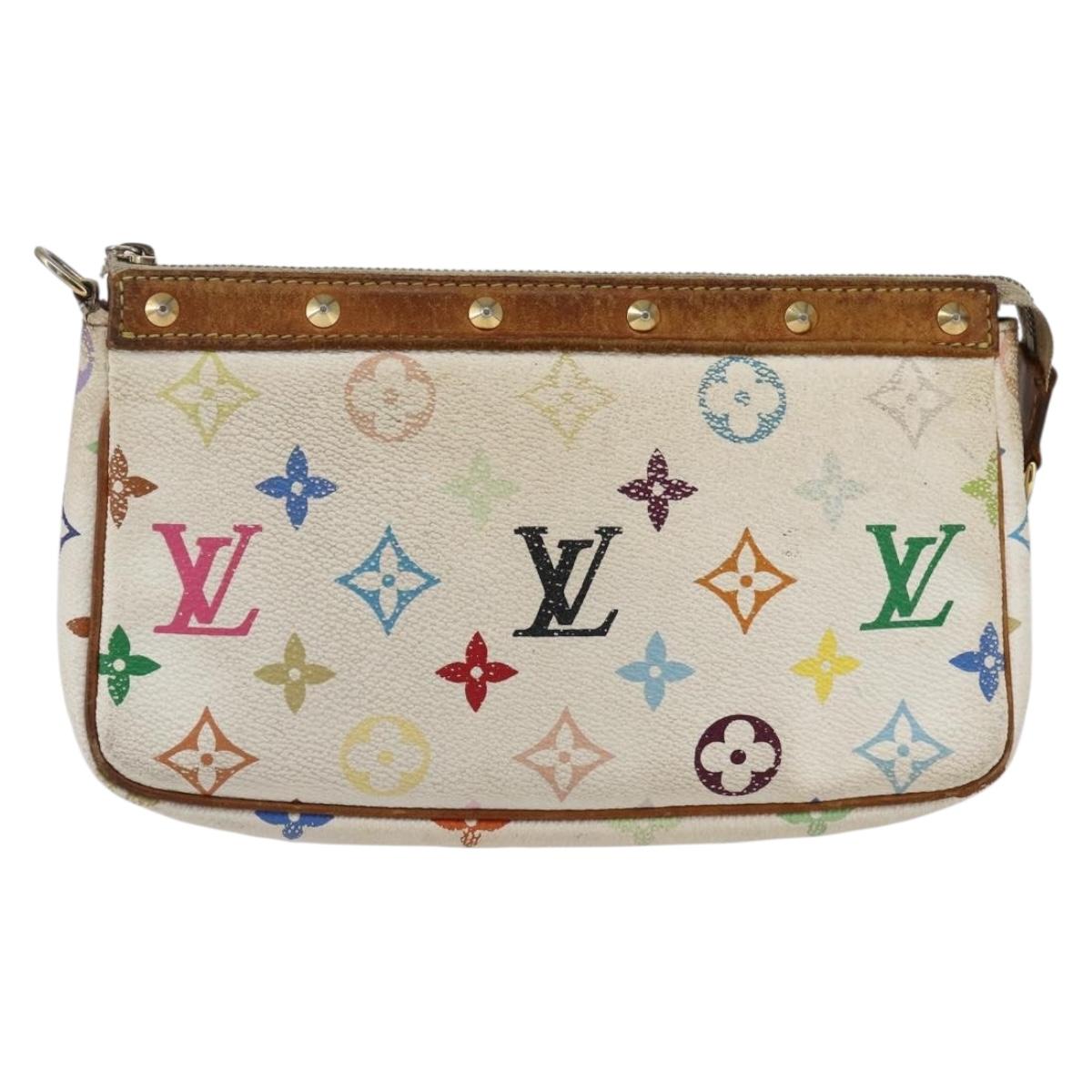 LOUIS VUITTON Multicolor Pochette Accessoires Pouch White M92649 Auth 169737