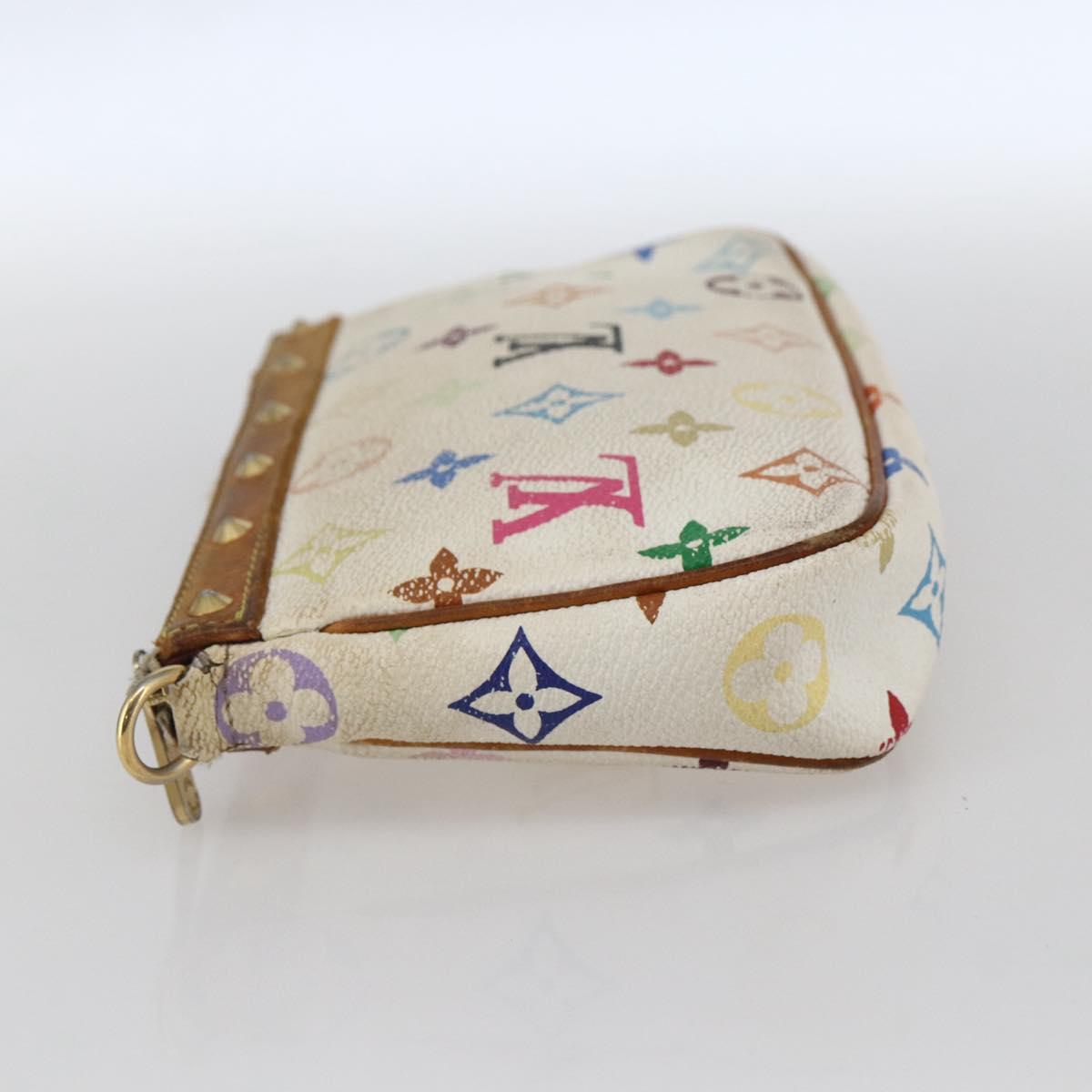 LOUIS VUITTON Multicolor Pochette Accessoires Pouch White M92649 Auth 169737