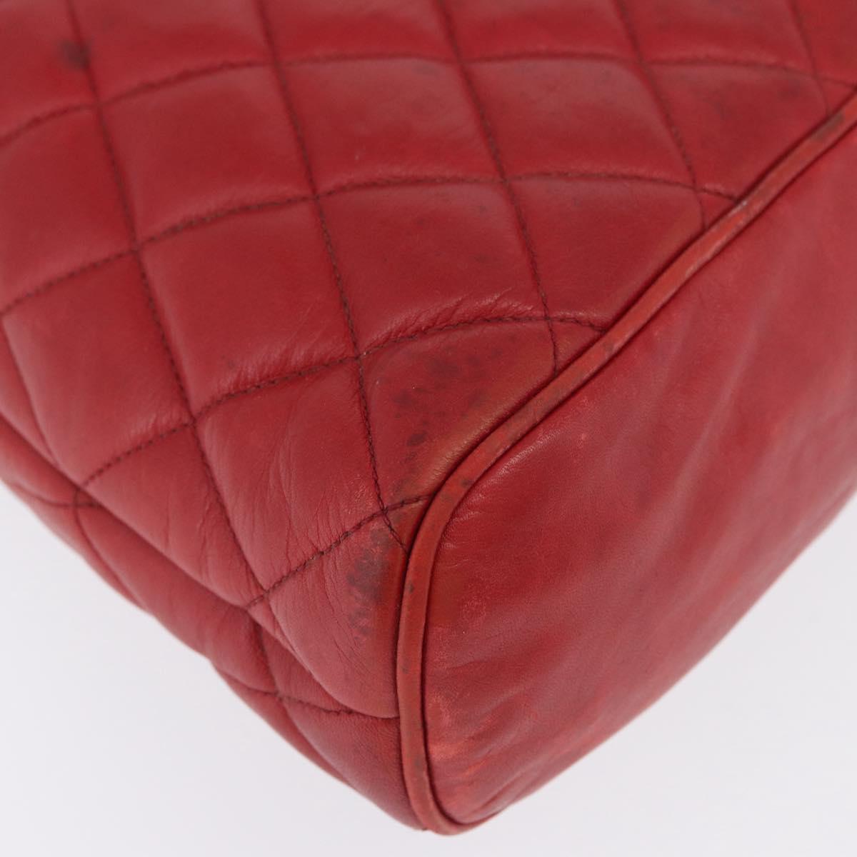 CHANEL Matelasse Chain Shoulder Bag Leather Red Gold CC Auth 169739