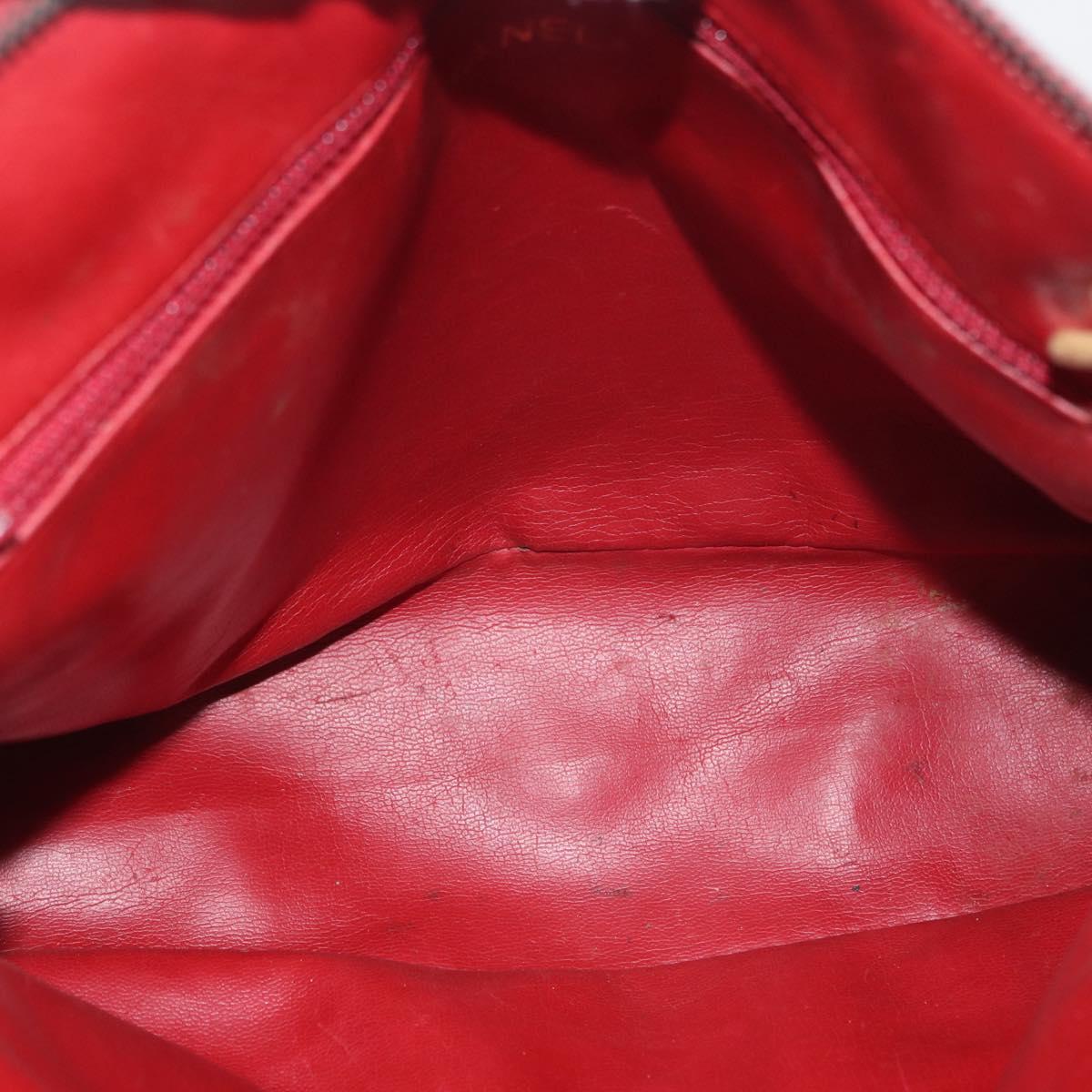 CHANEL Matelasse Chain Shoulder Bag Leather Red Gold CC Auth 169739
