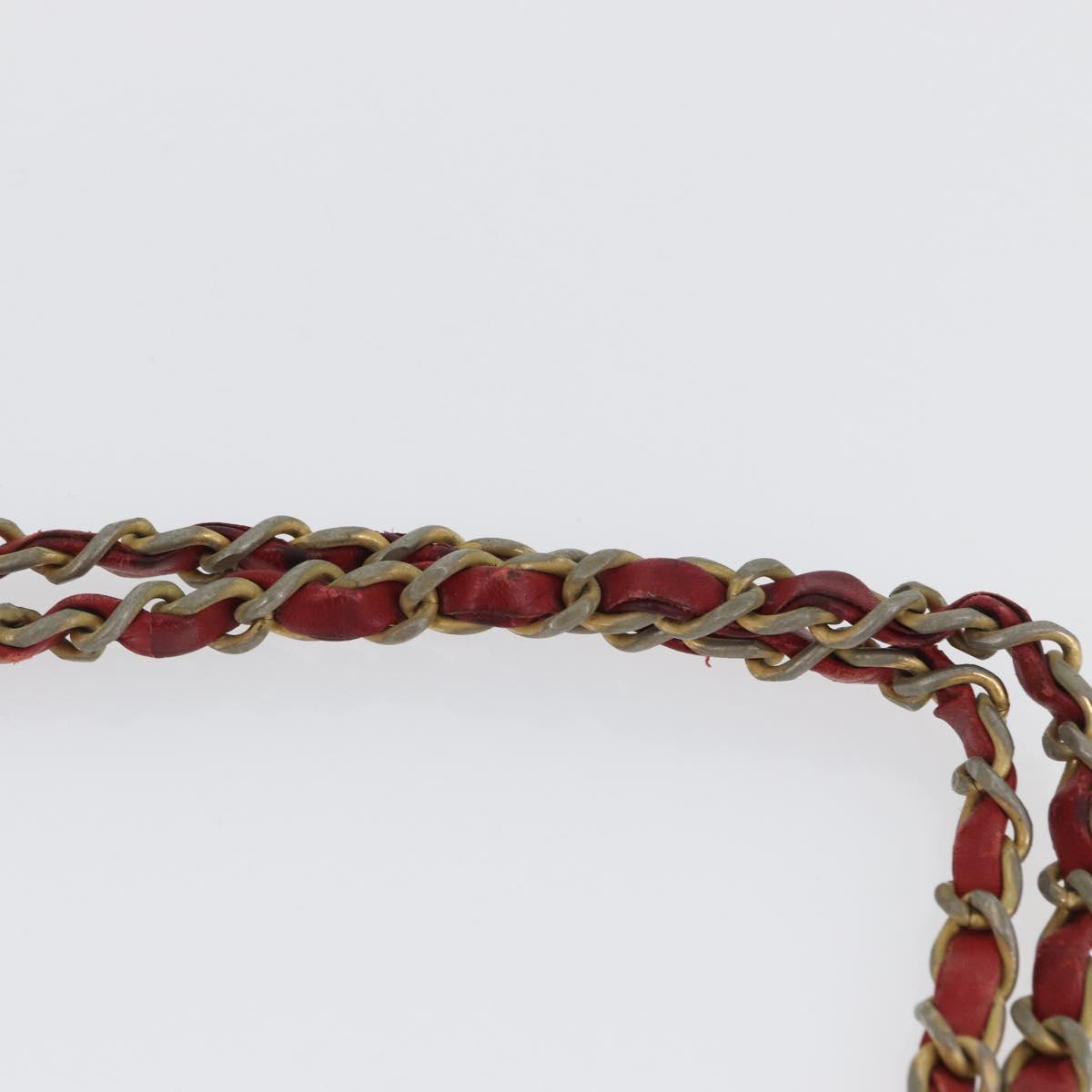 CHANEL Matelasse Chain Shoulder Bag Leather Red Gold CC Auth 169739