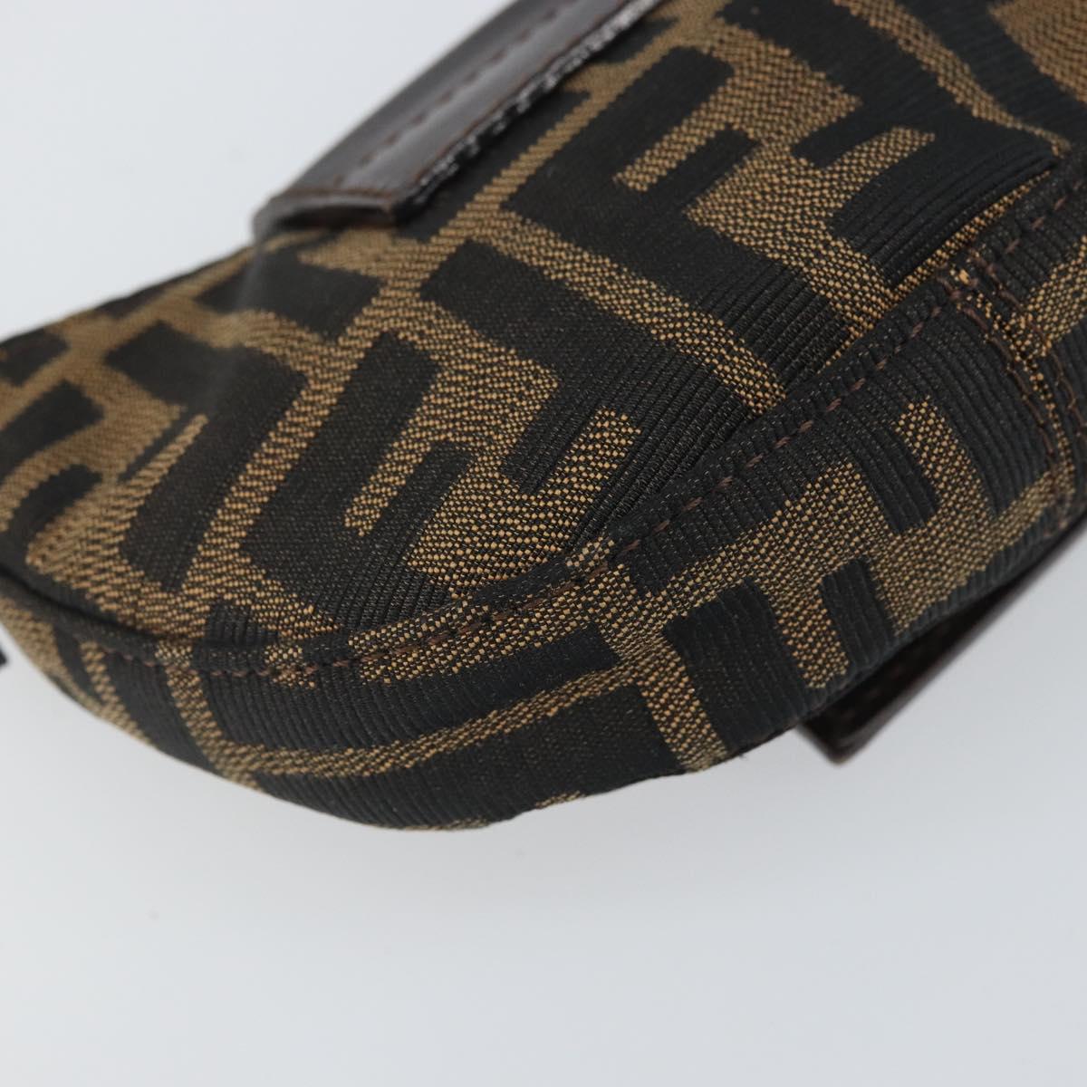 FENDI Zucca Canvas Mini Croissant Hand Bag Black Brown Silver Auth 169740SAV