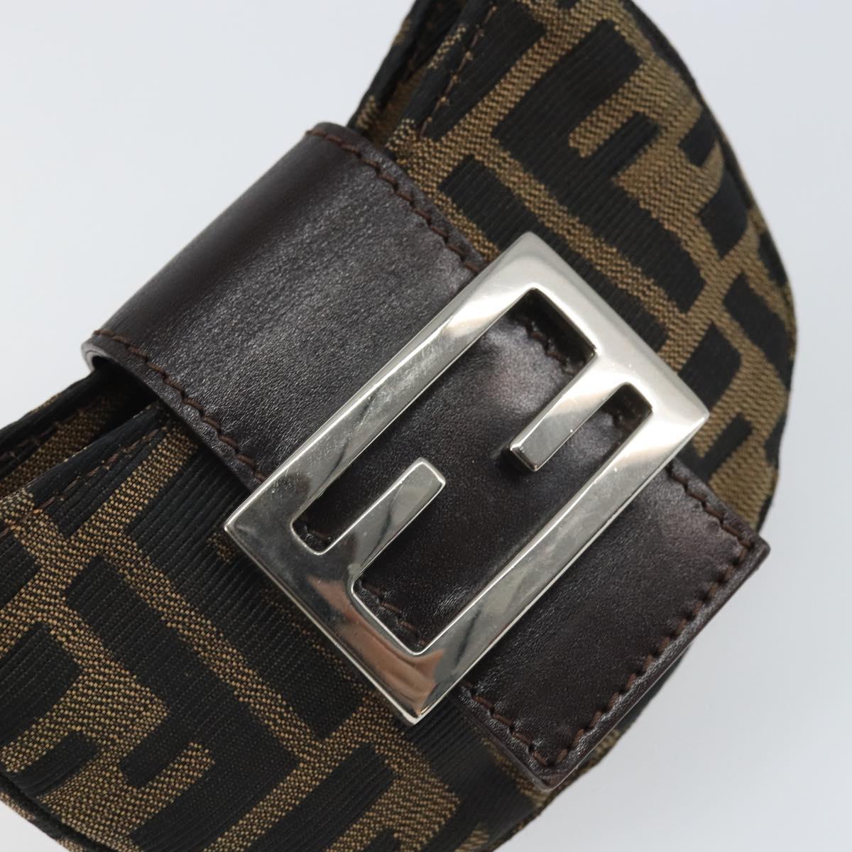 FENDI Zucca Canvas Mini Croissant Hand Bag Black Brown Silver Auth 169740SAV