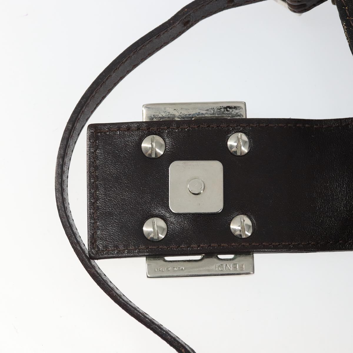 FENDI Zucca Canvas Mini Croissant Hand Bag Black Brown Silver Auth 169740SAV