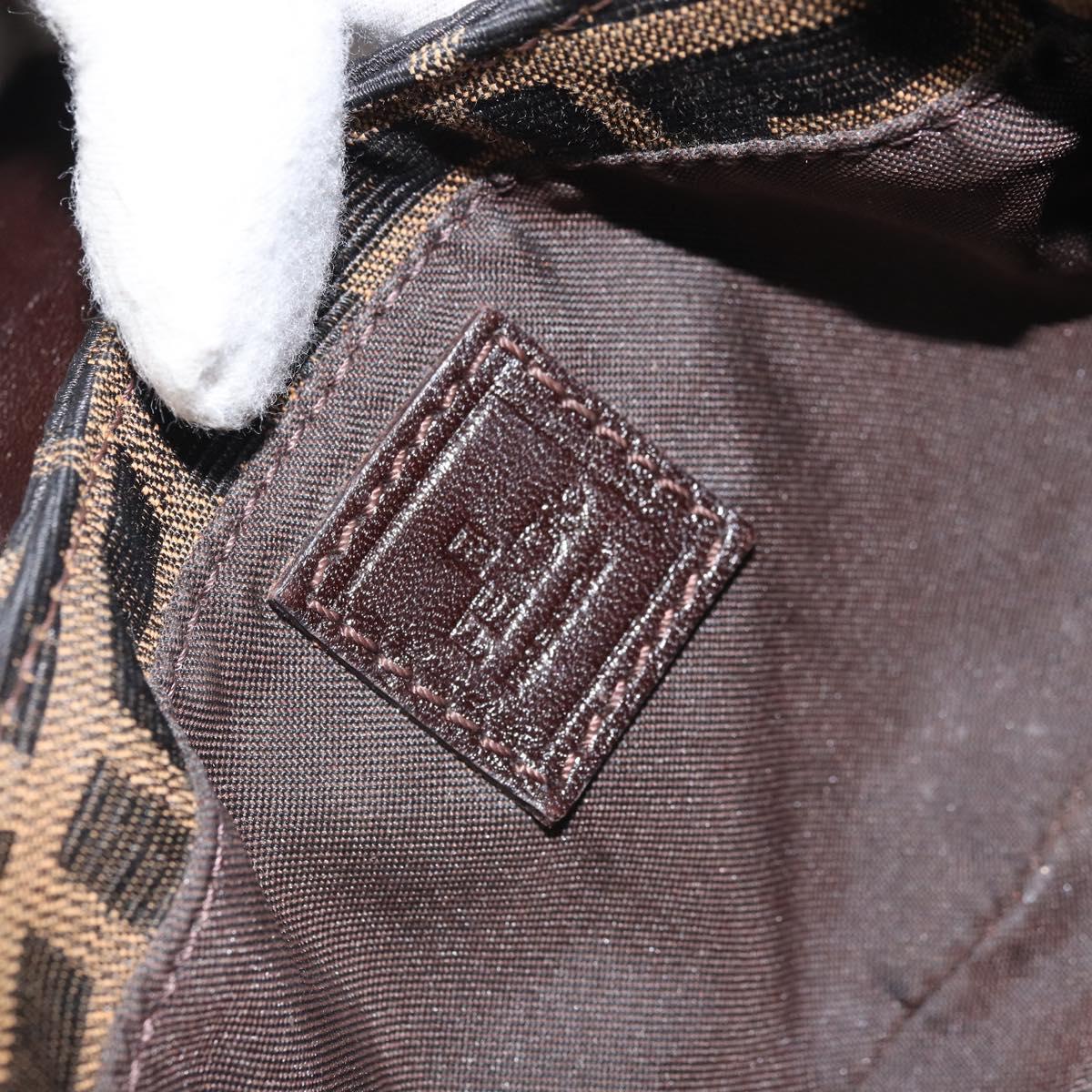 FENDI Zucca Canvas Mini Croissant Hand Bag Black Brown Silver Auth 169740SAV