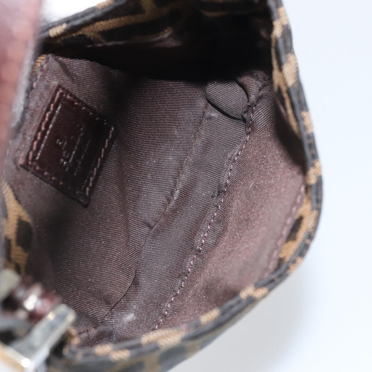 FENDI Zucca Canvas Mini Croissant Hand Bag Black Brown Silver Auth 169740SAV