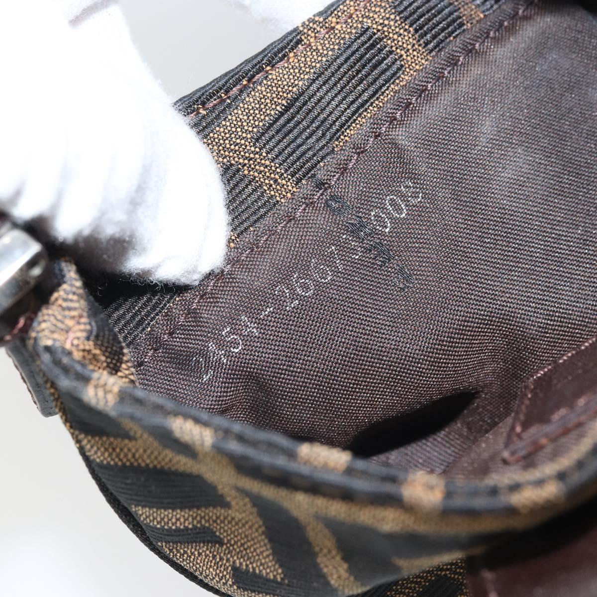 FENDI Zucca Canvas Mini Croissant Hand Bag Black Brown Silver Auth 169740SAV