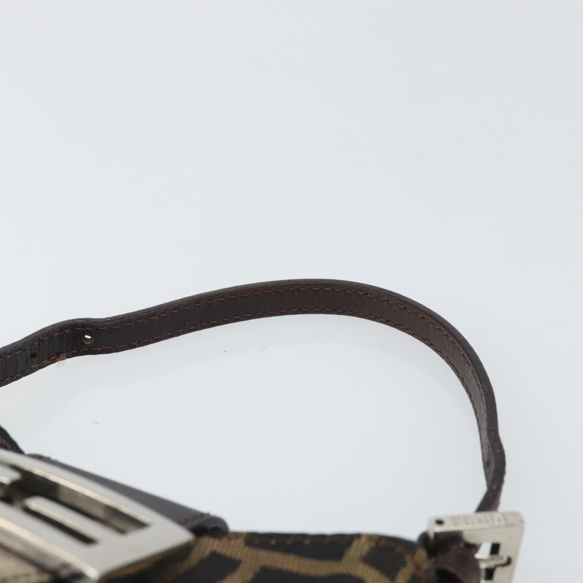 FENDI Zucca Canvas Mini Croissant Hand Bag Black Brown Silver Auth 169740SAV