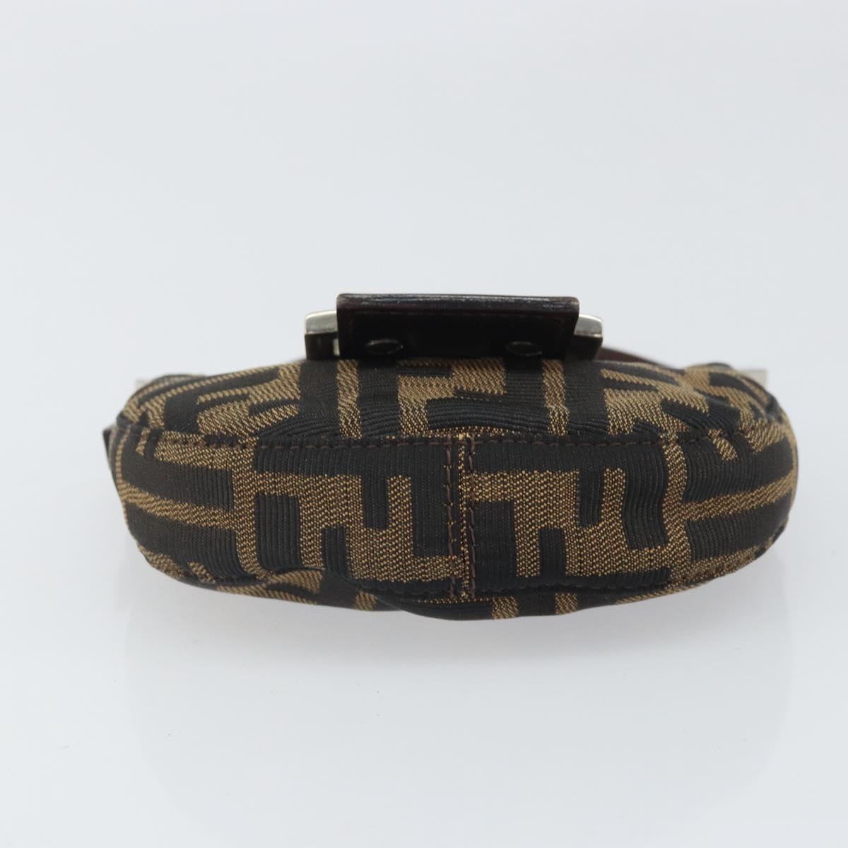 FENDI Zucca Canvas Mini Croissant Hand Bag Black Brown Silver Auth 169740SAV