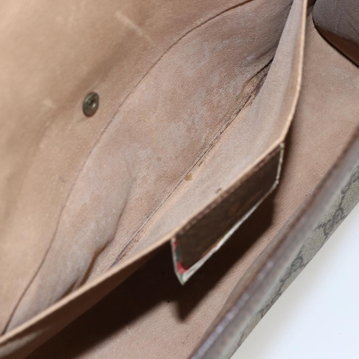 GUCCI GG Supreme Web Sherry Line Clutch Bag PVC Beige 89 01 031 Auth 169742