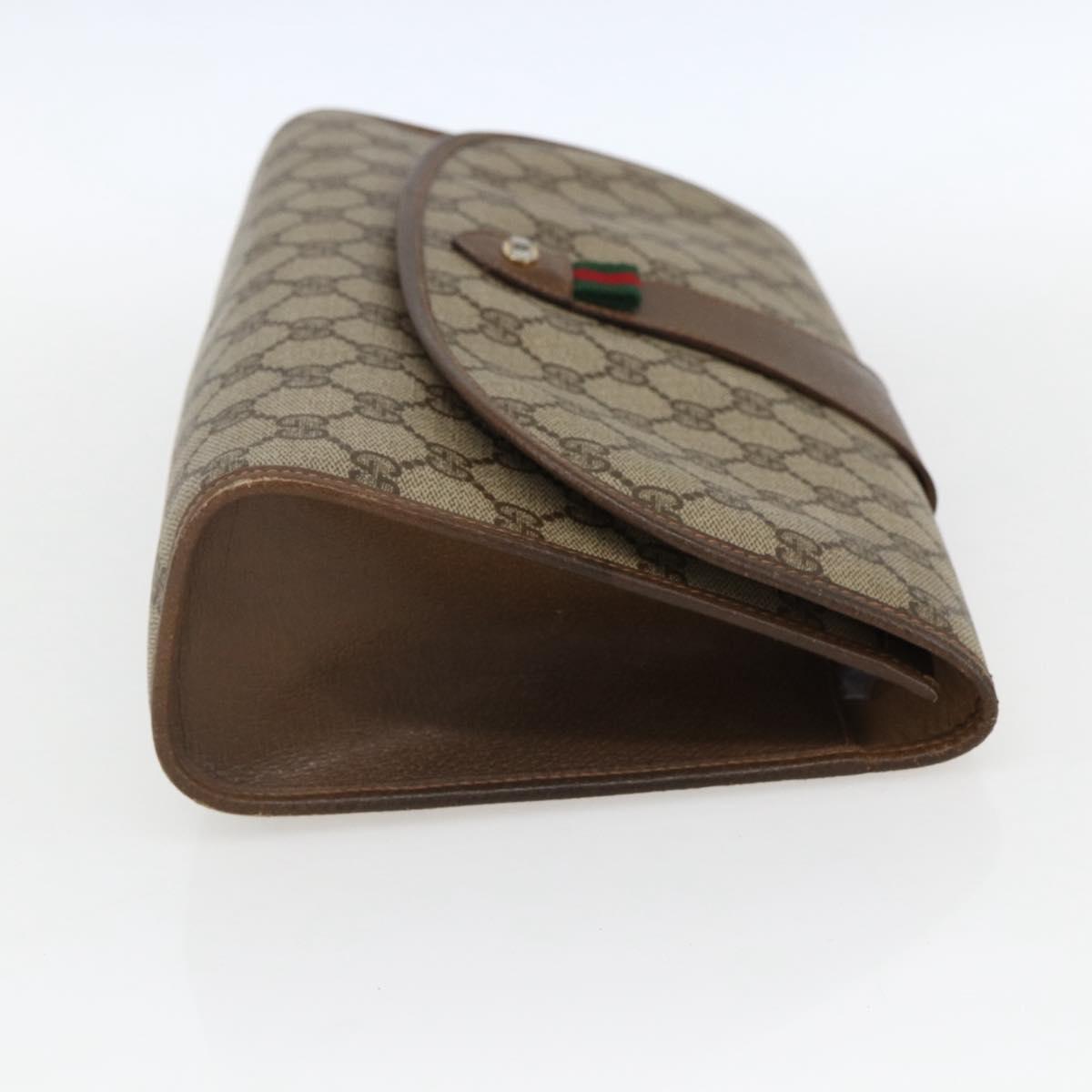 GUCCI GG Supreme Web Sherry Line Clutch Bag PVC Beige 89 01 031 Auth 169742