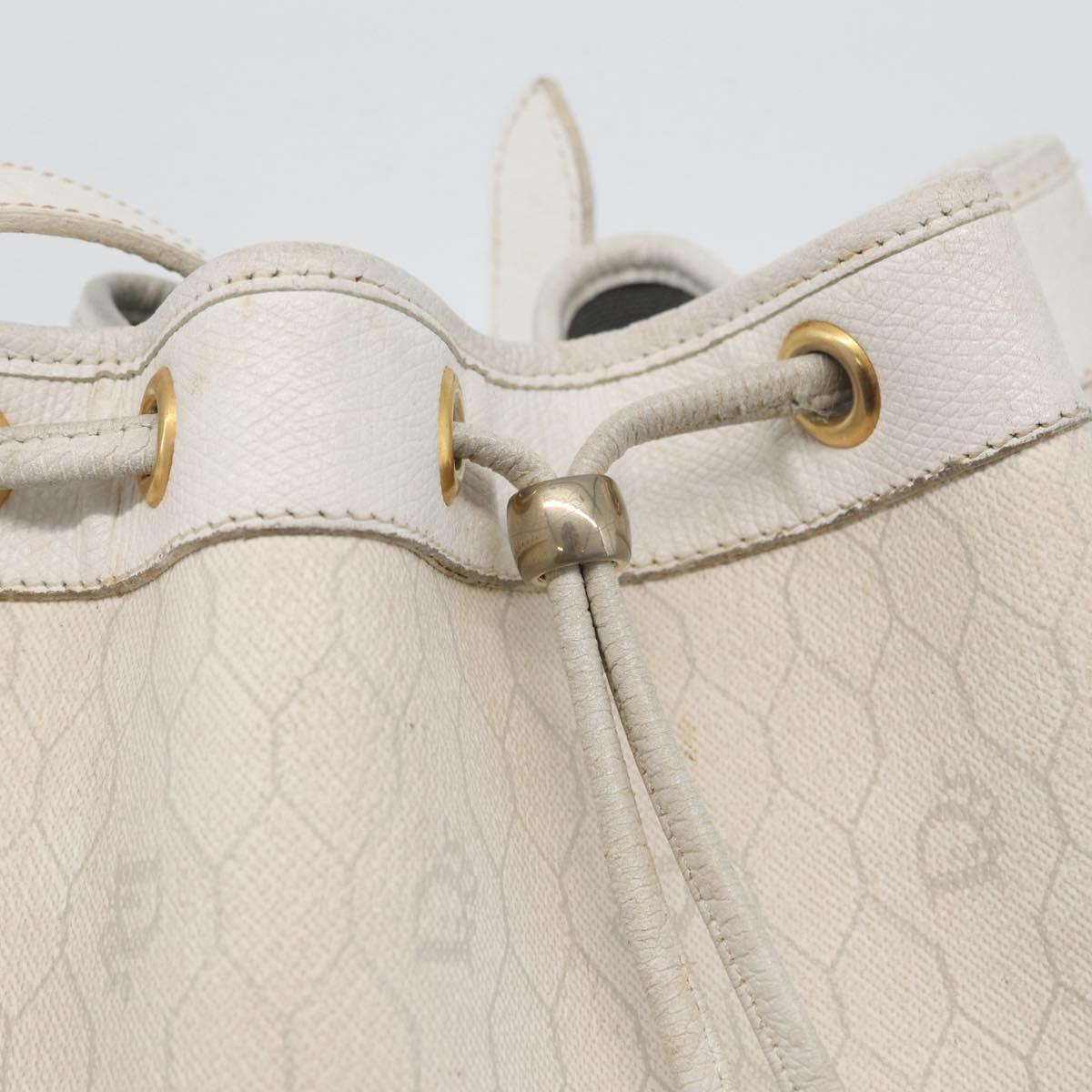 Christian Dior Honeycomb Canvas Shoulder Bag PVC White Gold Auth 169749