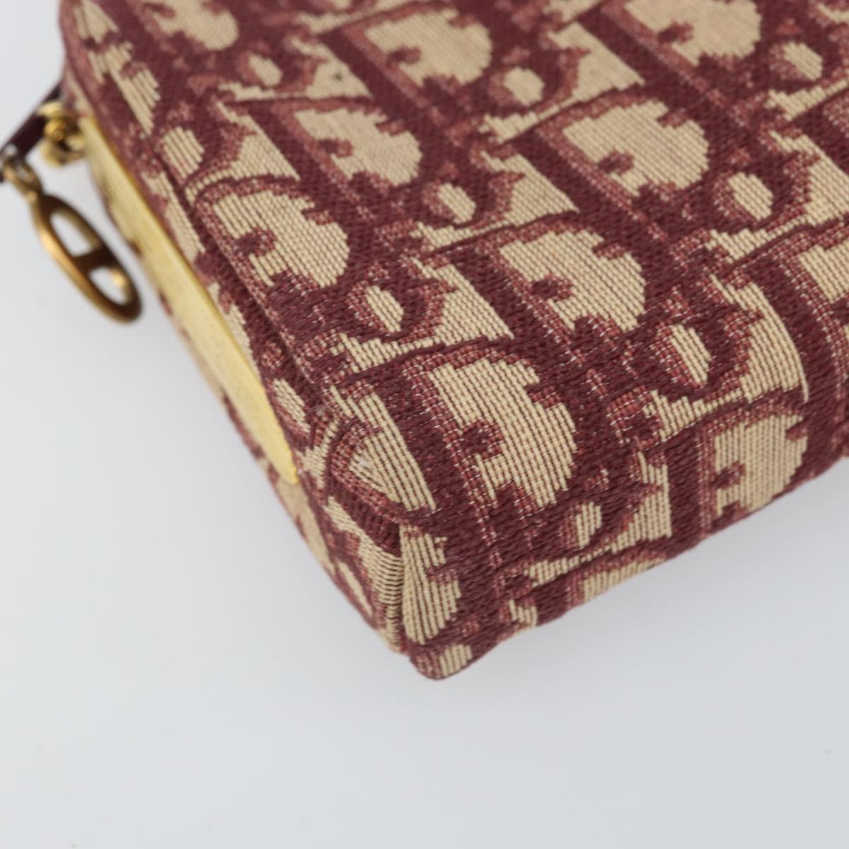 Christian Dior Trotter Canvas Chain Shoulder Bag Red Gold Auth 169751V