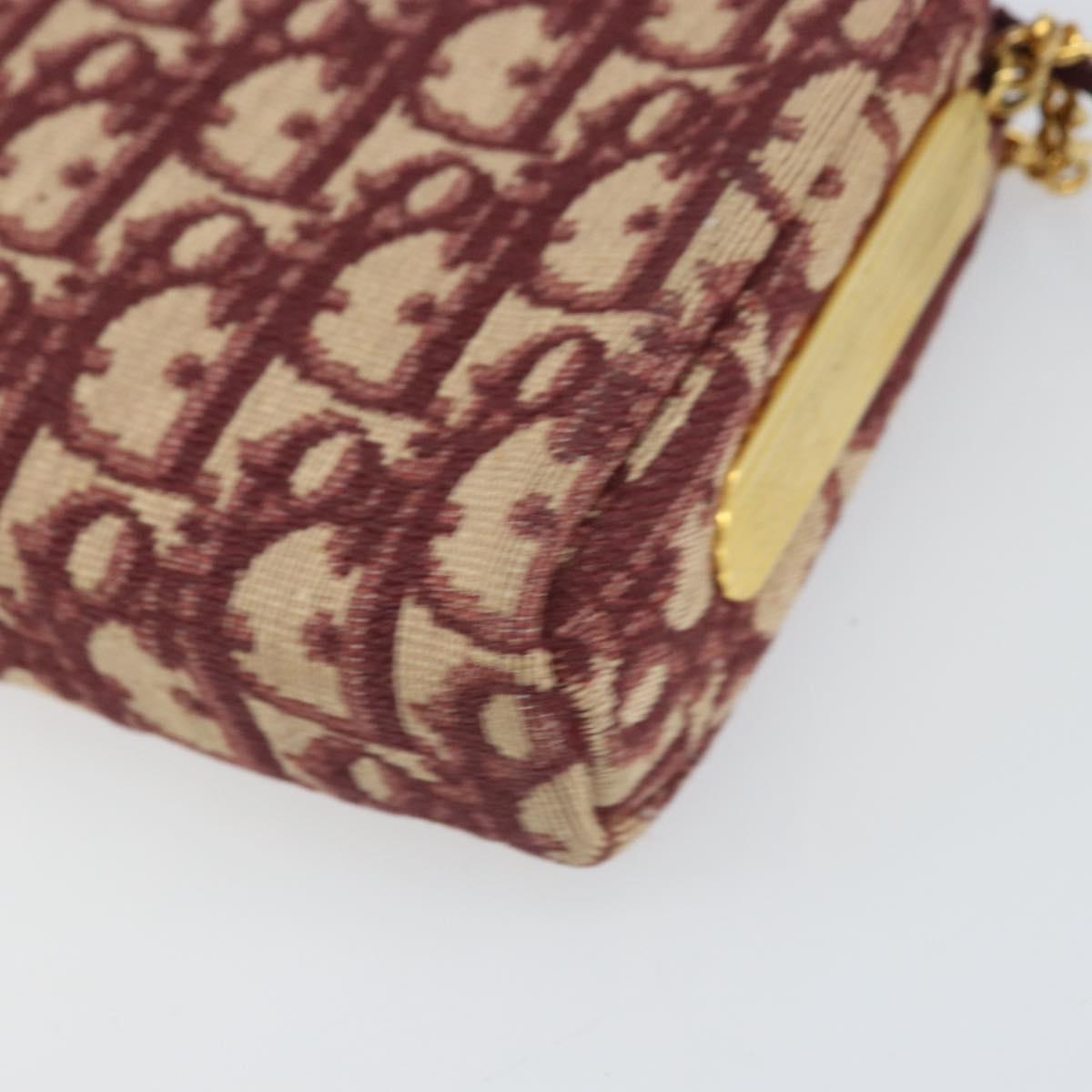 Christian Dior Trotter Canvas Chain Shoulder Bag Red Gold Auth 169751V