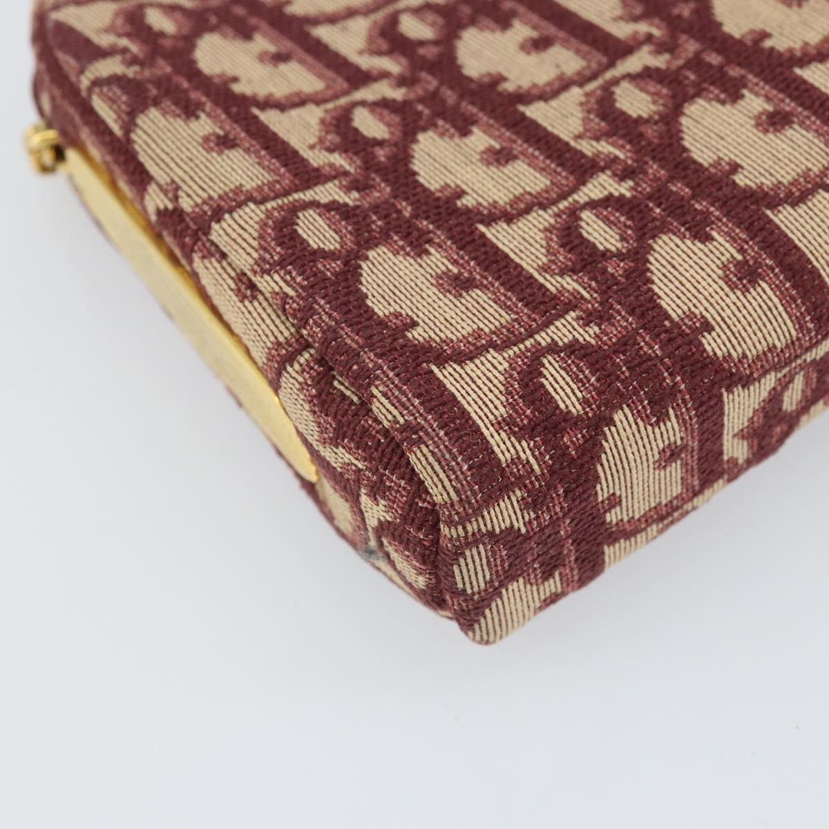 Christian Dior Trotter Canvas Chain Shoulder Bag Red Gold Auth 169751V