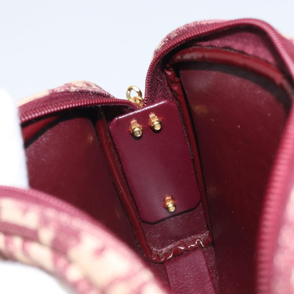 Christian Dior Trotter Canvas Chain Shoulder Bag Red Gold Auth 169751V