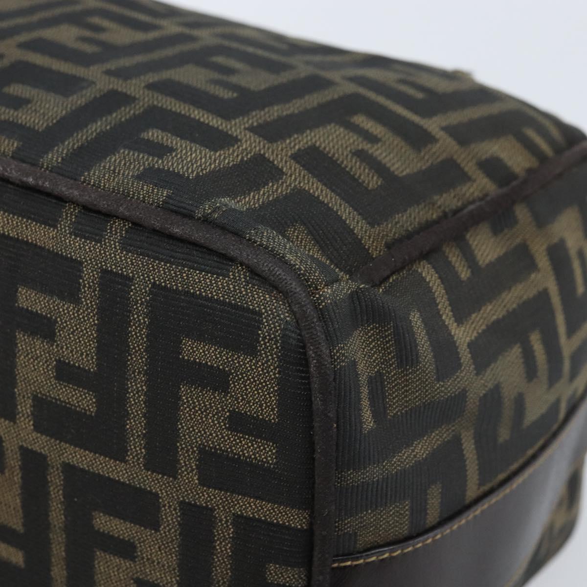 FENDI Zucca Canvas Vanity Hand Bag Black Brown Auth 169752