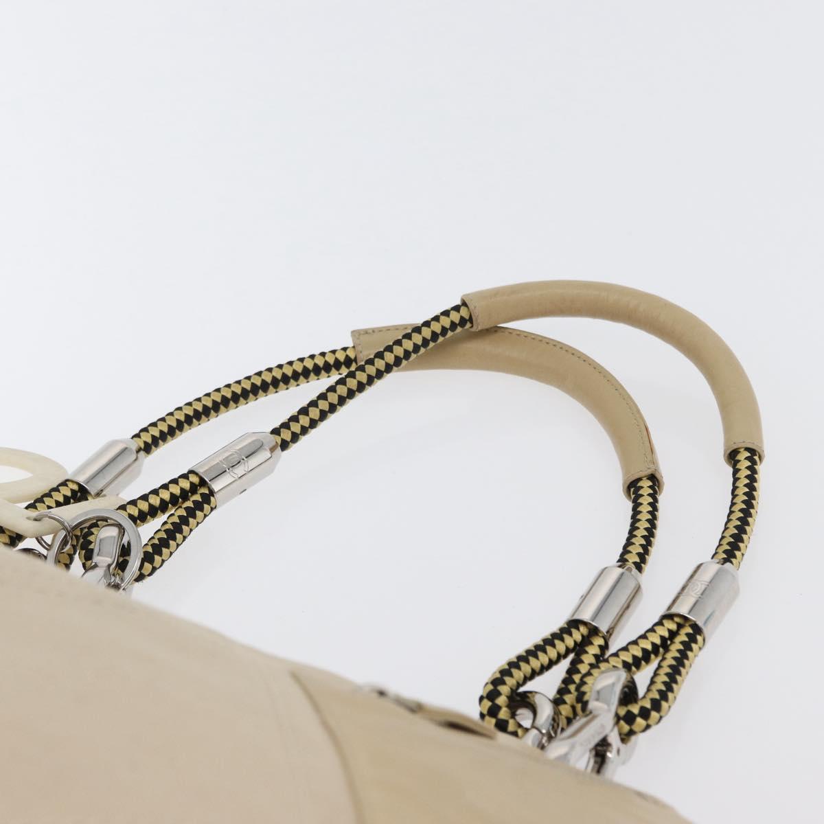 CHANEL Tote Bag No5 Canvas Beige Silver CC Auth 169753