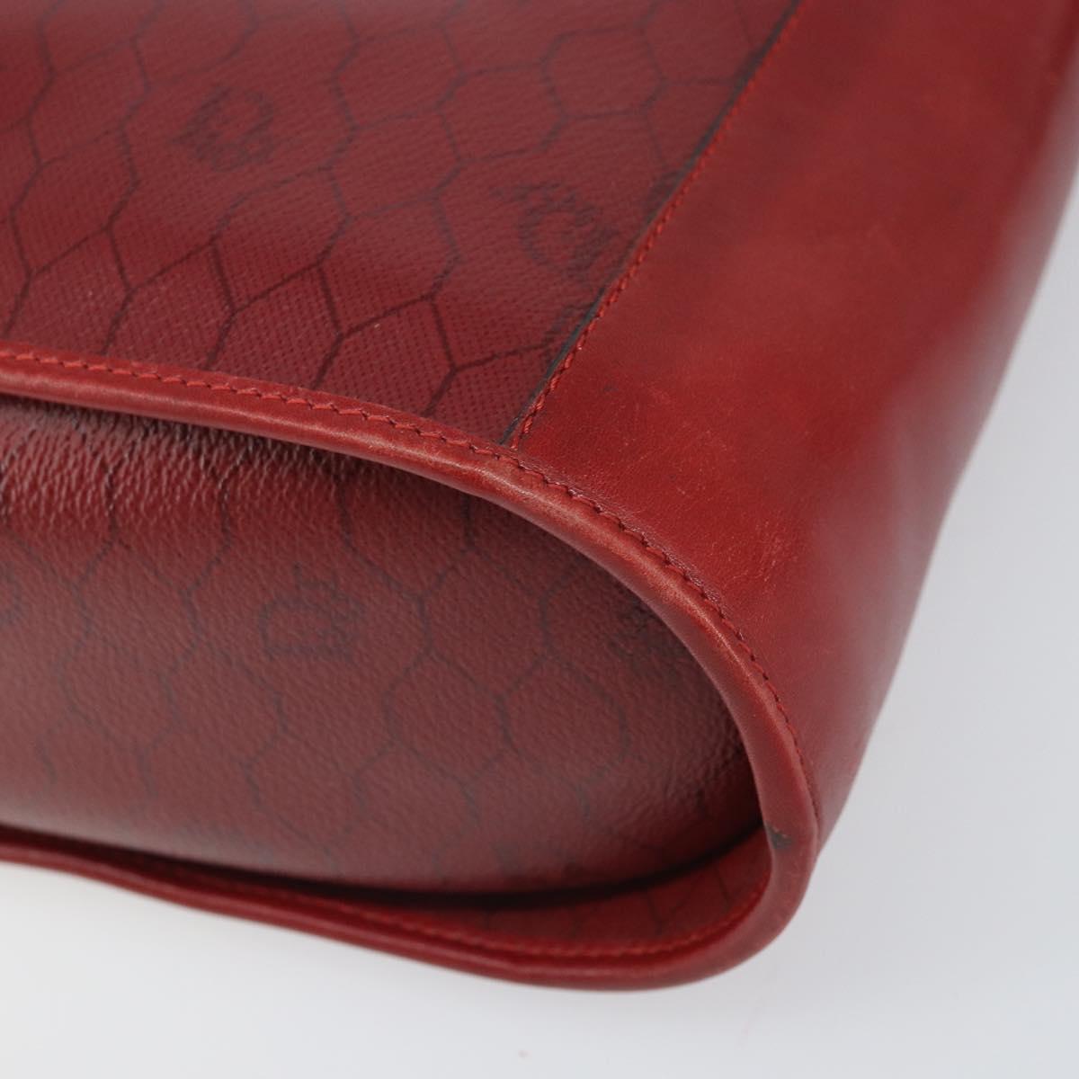 Christian Dior Honeycomb Canvas Shoulder Bag PVC Red Gold Auth 169756