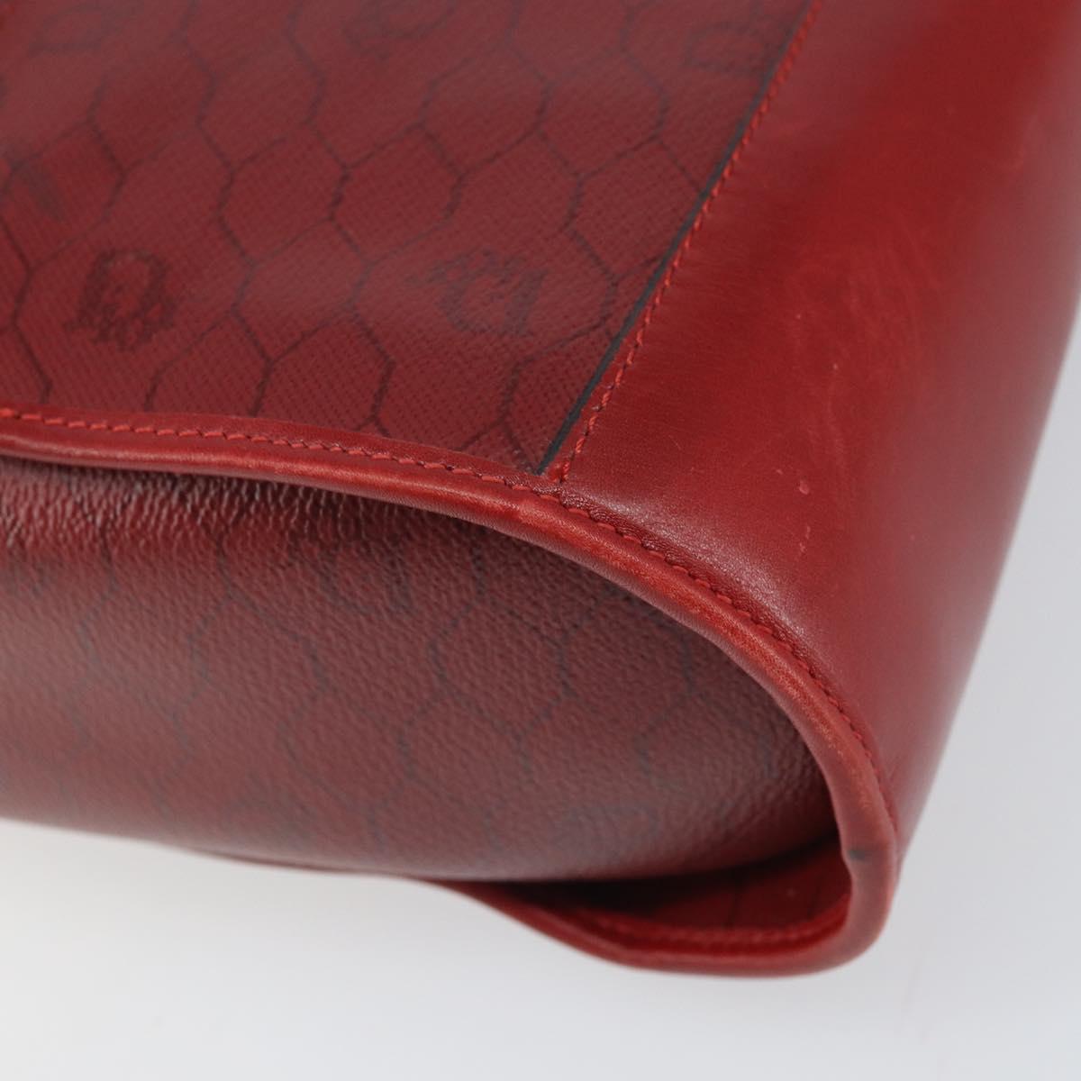 Christian Dior Honeycomb Canvas Shoulder Bag PVC Red Gold Auth 169756