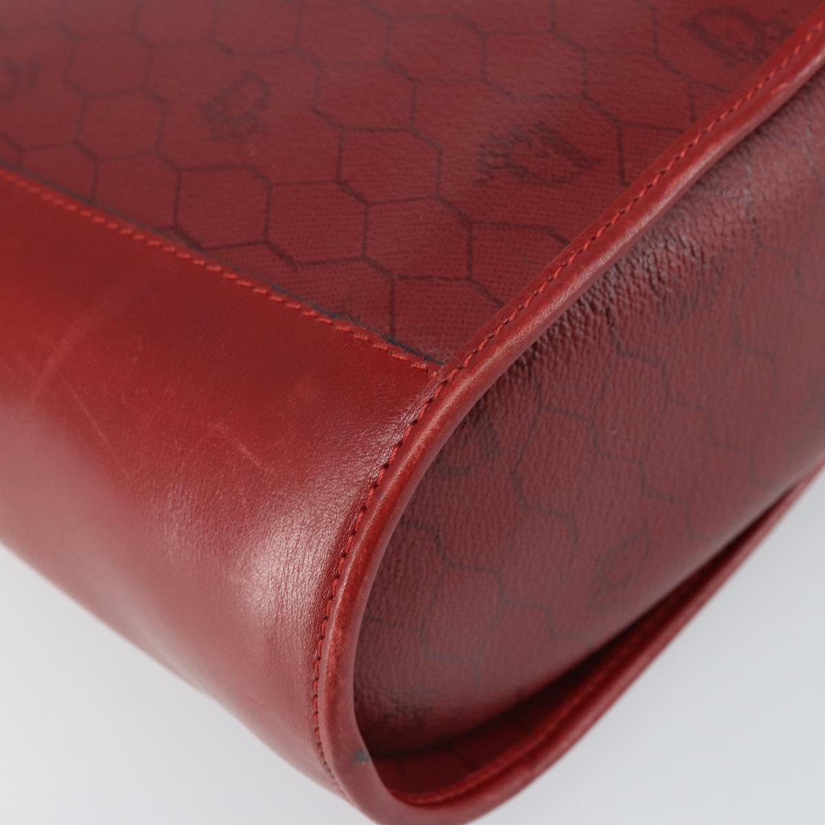 Christian Dior Honeycomb Canvas Shoulder Bag PVC Red Gold Auth 169756