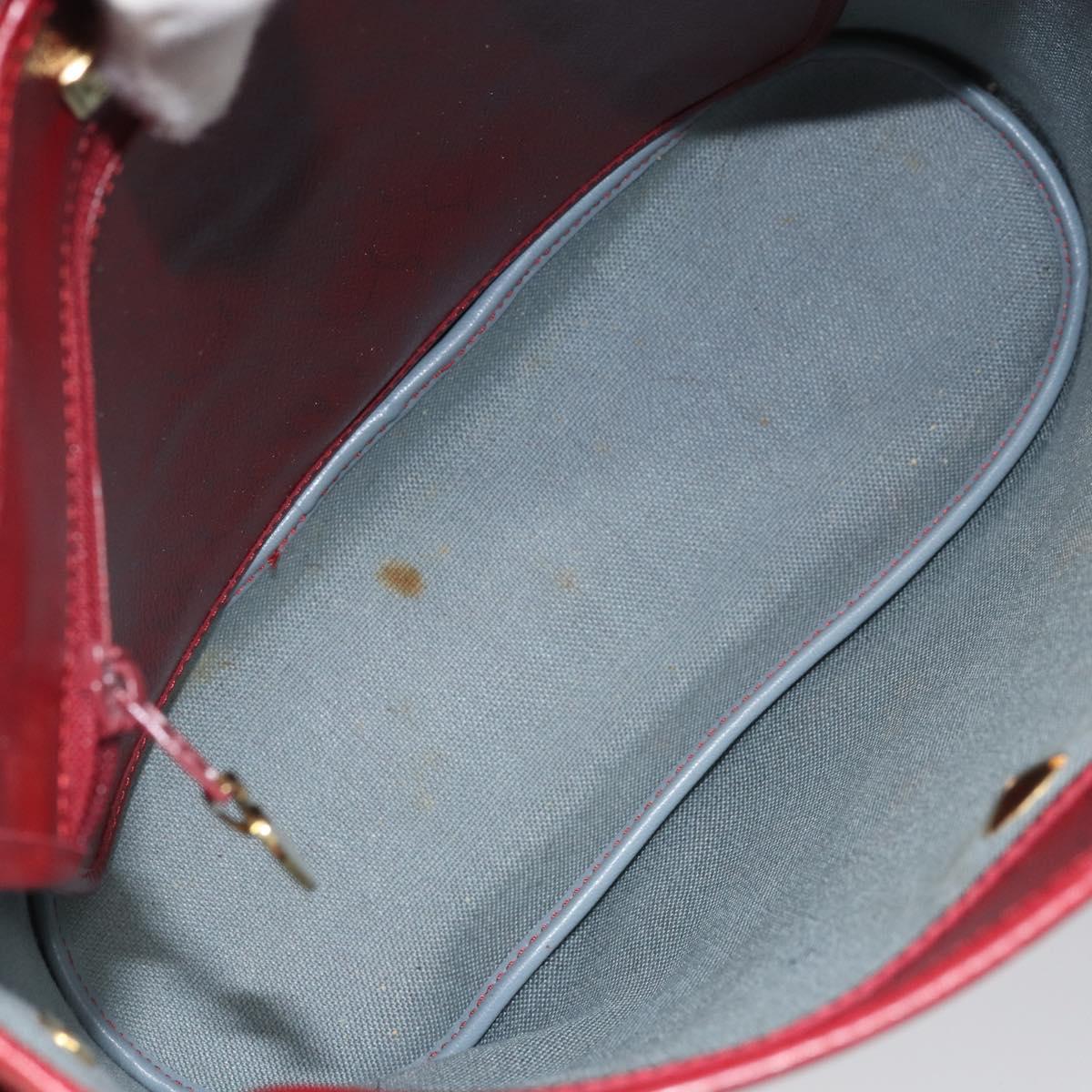 Christian Dior Honeycomb Canvas Shoulder Bag PVC Red Gold Auth 169756