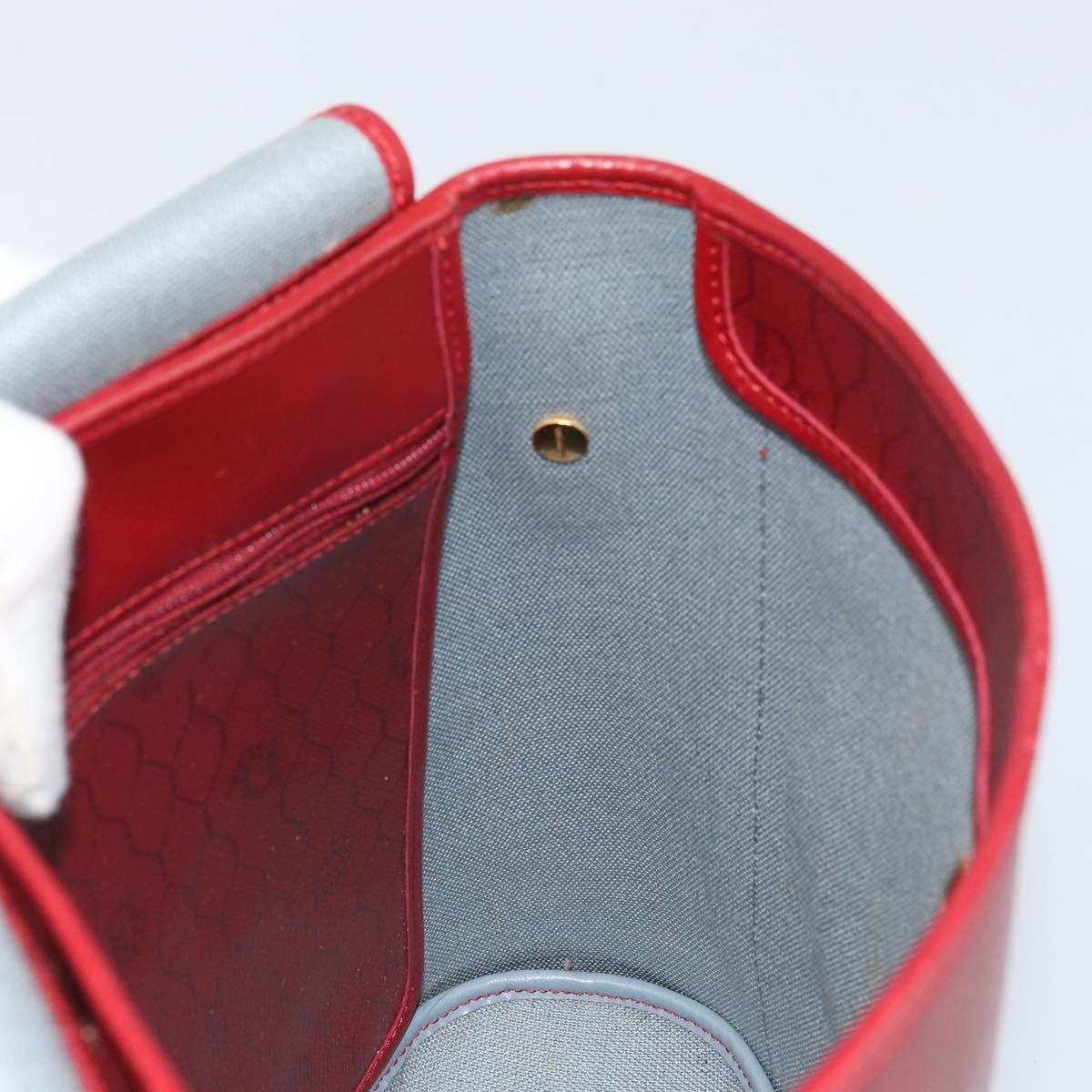 Christian Dior Honeycomb Canvas Shoulder Bag PVC Red Gold Auth 169756