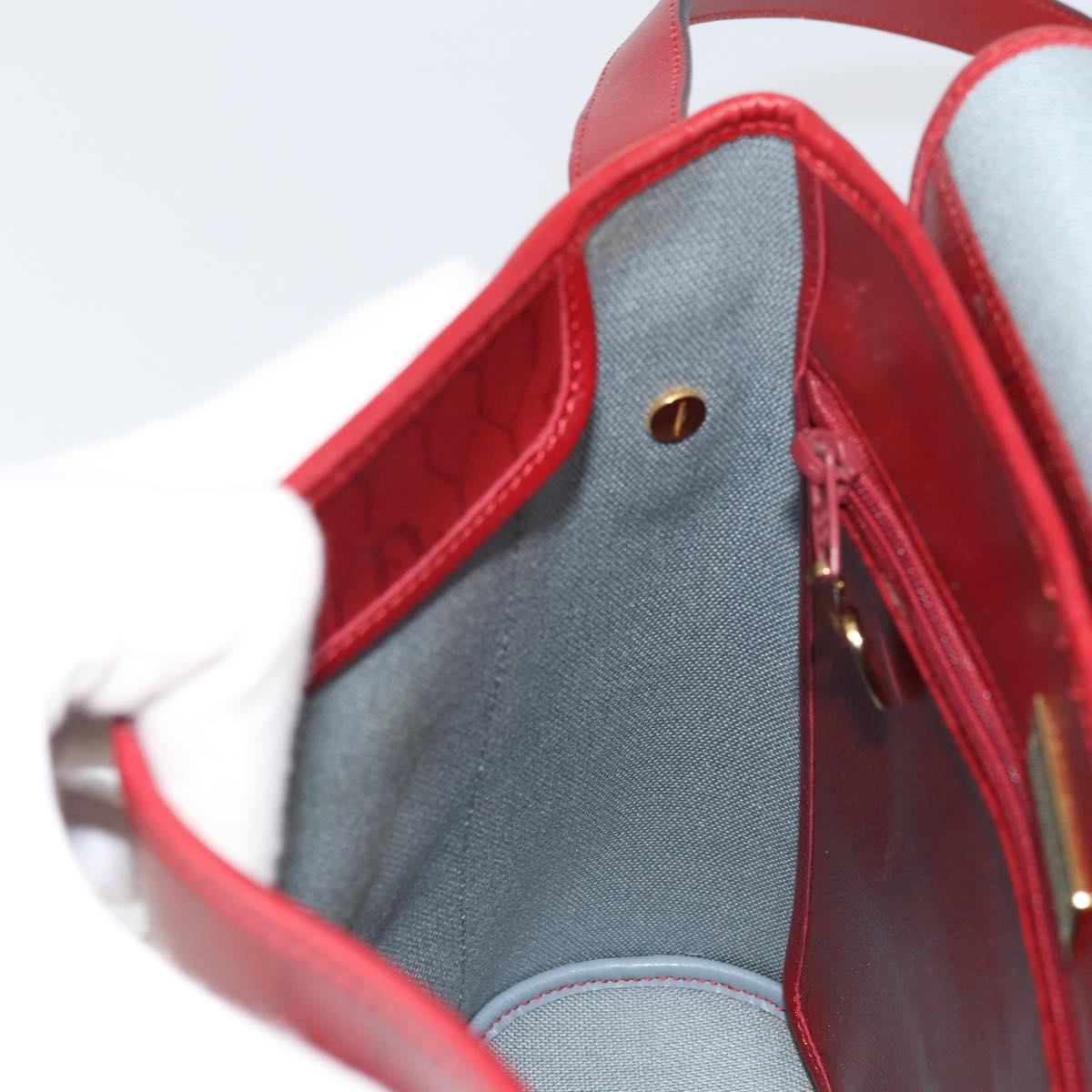 Christian Dior Honeycomb Canvas Shoulder Bag PVC Red Gold Auth 169756