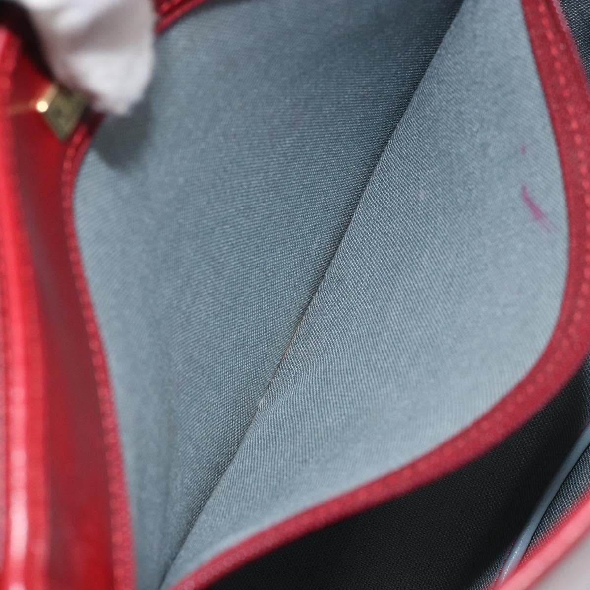 Christian Dior Honeycomb Canvas Shoulder Bag PVC Red Gold Auth 169756