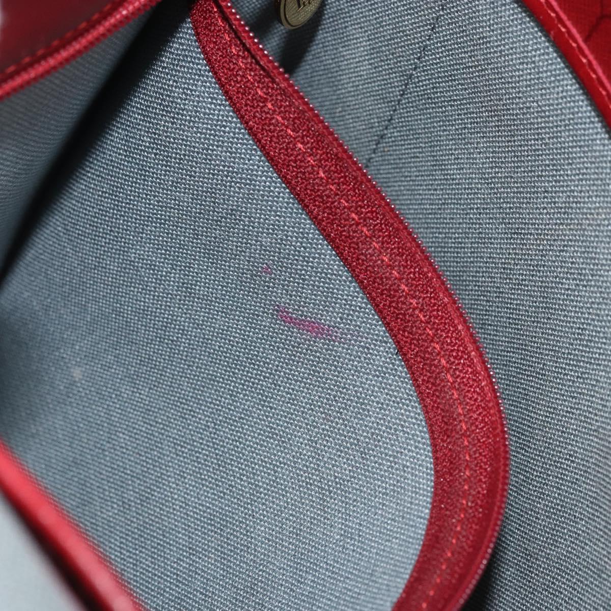 Christian Dior Honeycomb Canvas Shoulder Bag PVC Red Gold Auth 169756