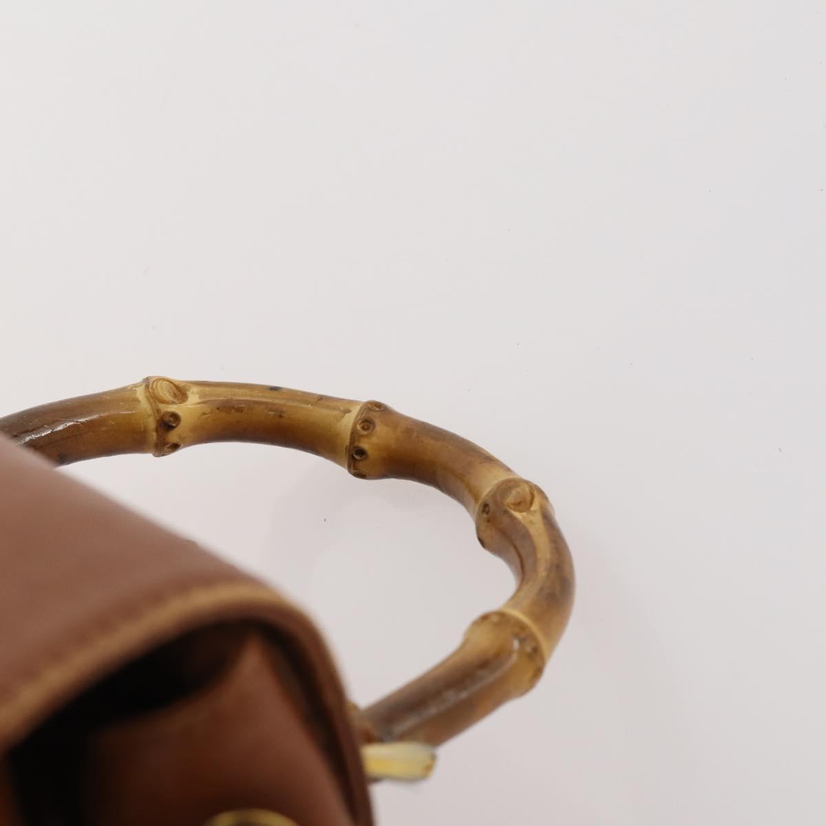 GUCCI Bamboo Backpack Leather Brown Gold Auth 169775