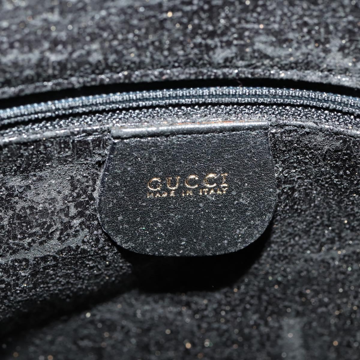 GUCCI Bamboo Hand Bag Leather 2way Black Gold Auth 169781