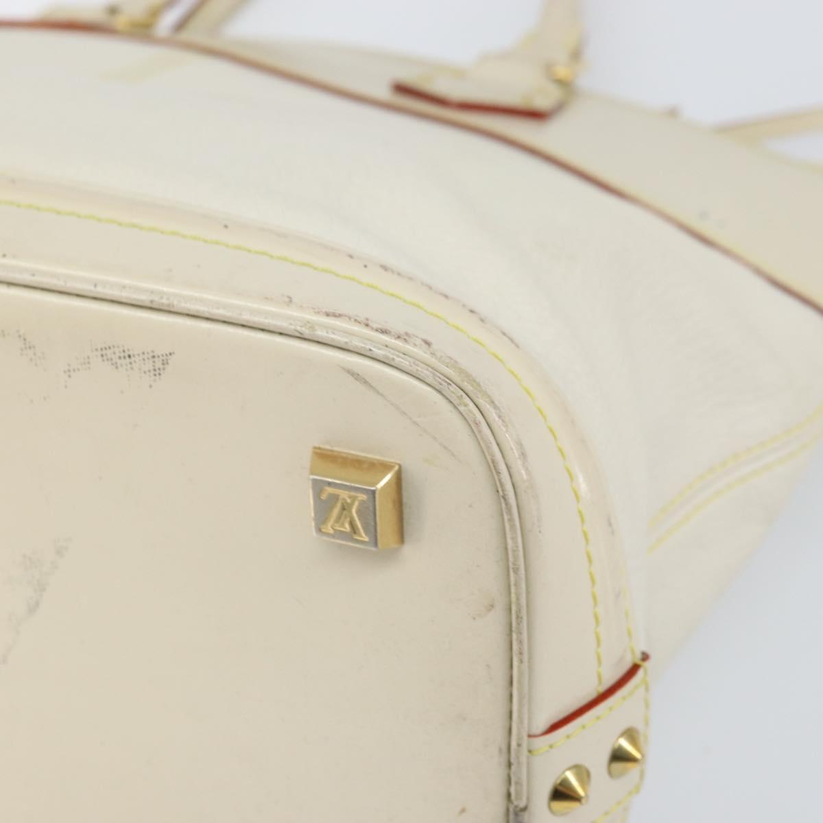 LOUIS VUITTON Suhari Lockit MM Hand Bag Leather White M91874 LV Auth 169782