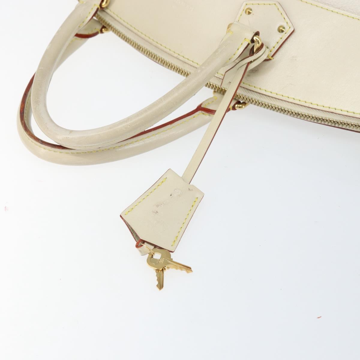 LOUIS VUITTON Suhari Lockit MM Hand Bag Leather White M91874 LV Auth 169782
