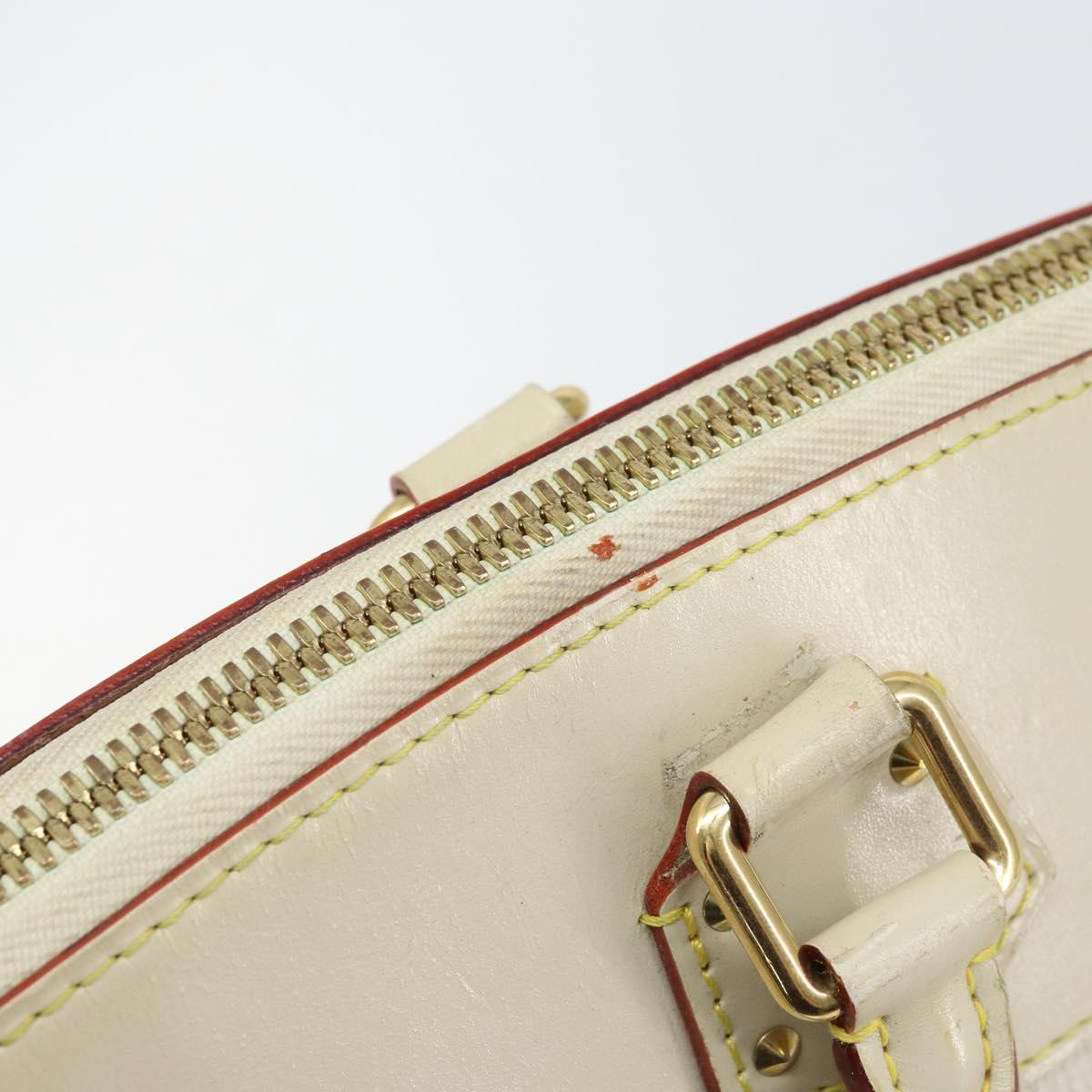 LOUIS VUITTON Suhari Lockit MM Hand Bag Leather White M91874 LV Auth 169782