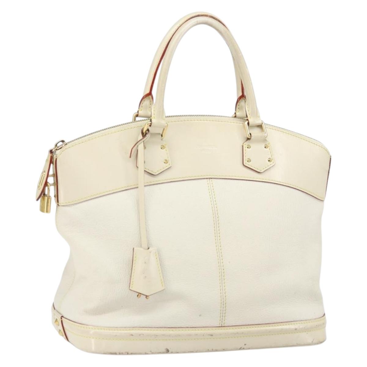 LOUIS VUITTON Suhari Lockit MM Hand Bag Leather White M91874 LV Auth 169782