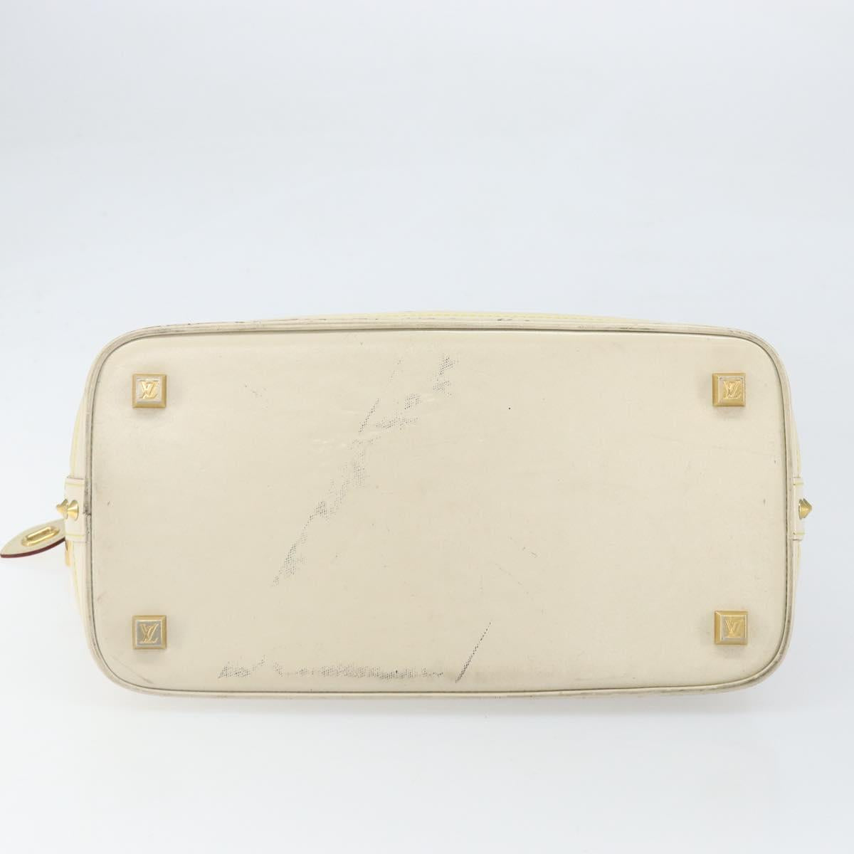 LOUIS VUITTON Suhari Lockit MM Hand Bag Leather White M91874 LV Auth 169782
