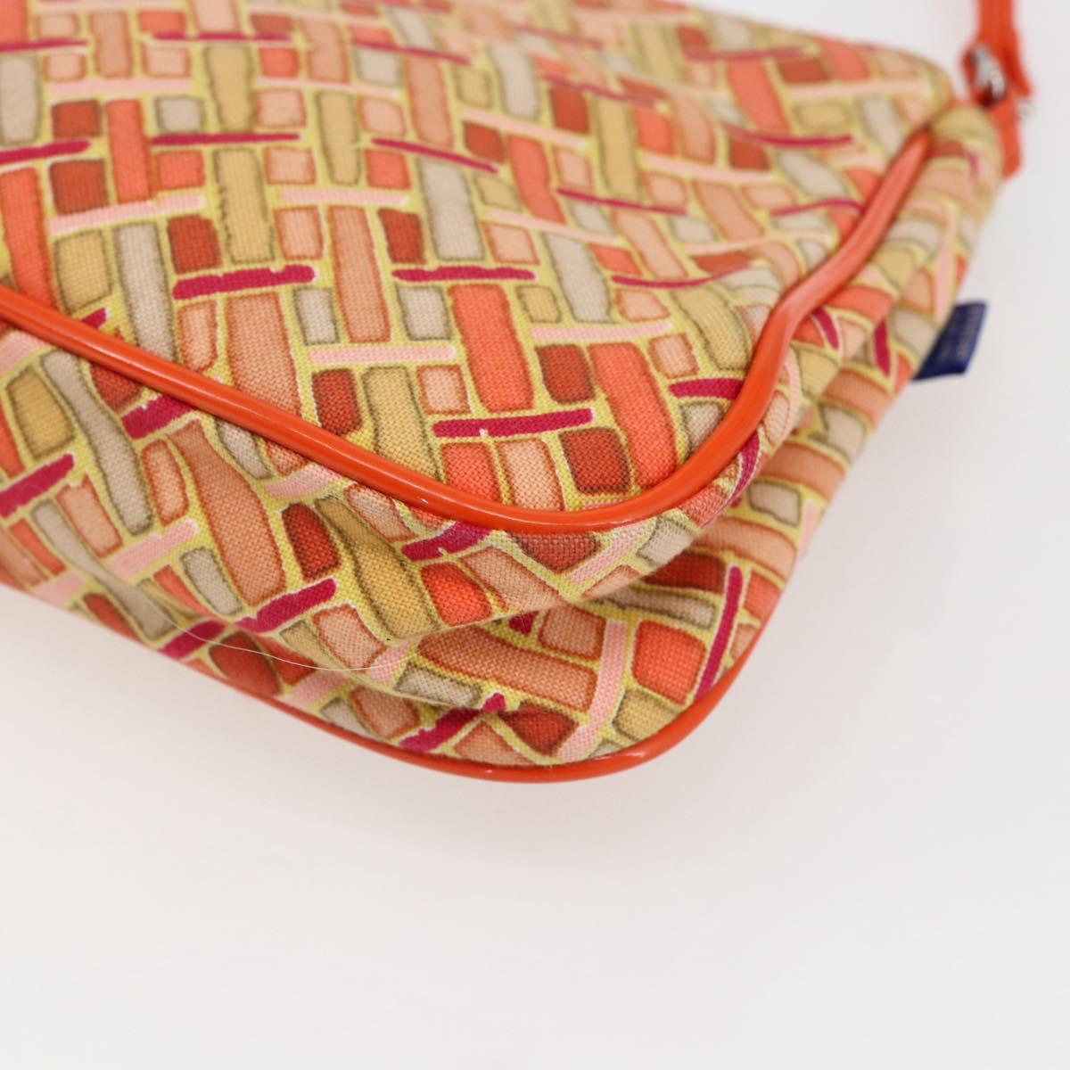BURBERRY Blue Label Hand Bag Canvas Orange Silver Auth 169787
