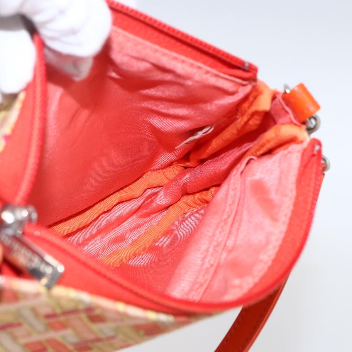 BURBERRY Blue Label Hand Bag Canvas Orange Silver Auth 169787