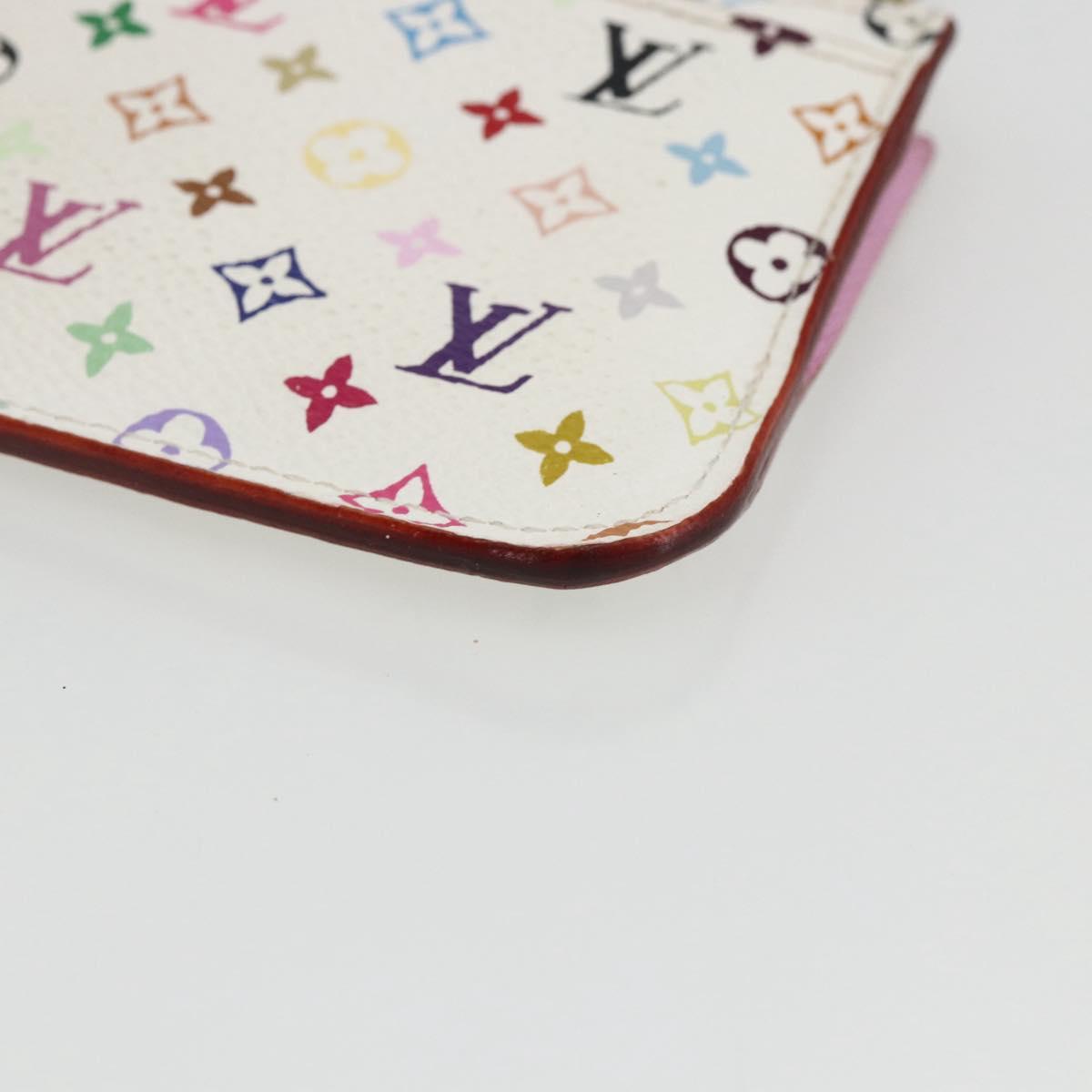 LOUIS VUITTON Multicolor Pochette Cles NM Coin Purse White M93734 Auth 169790V