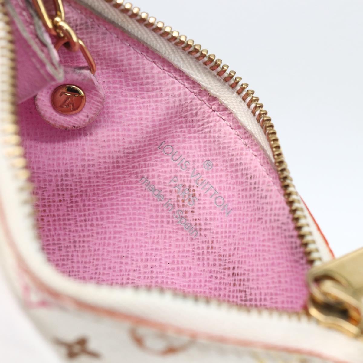 LOUIS VUITTON Multicolor Pochette Cles NM Coin Purse White M93734 Auth 169790V