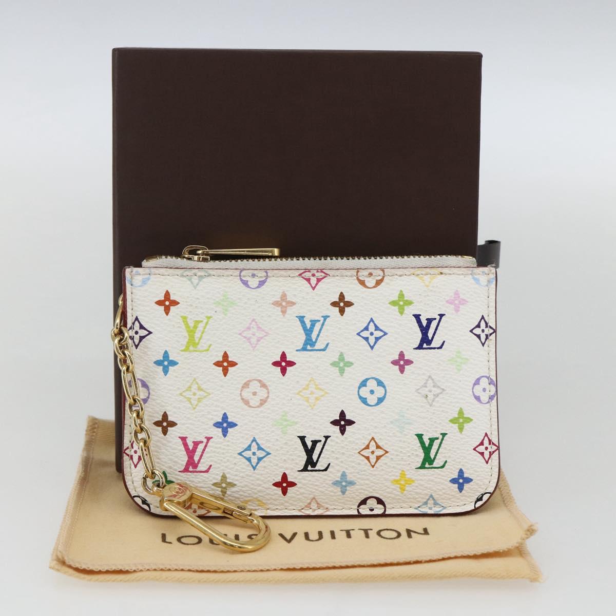 LOUIS VUITTON Multicolor Pochette Cles NM Coin Purse White M93734 Auth 169790V