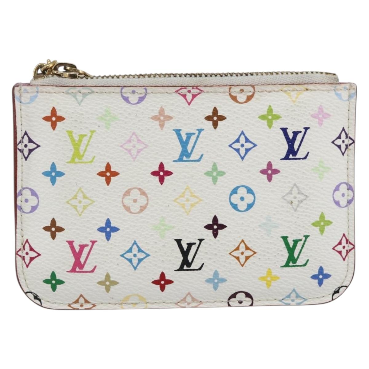 LOUIS VUITTON Multicolor Pochette Cles NM Coin Purse White M93734 Auth 169790V